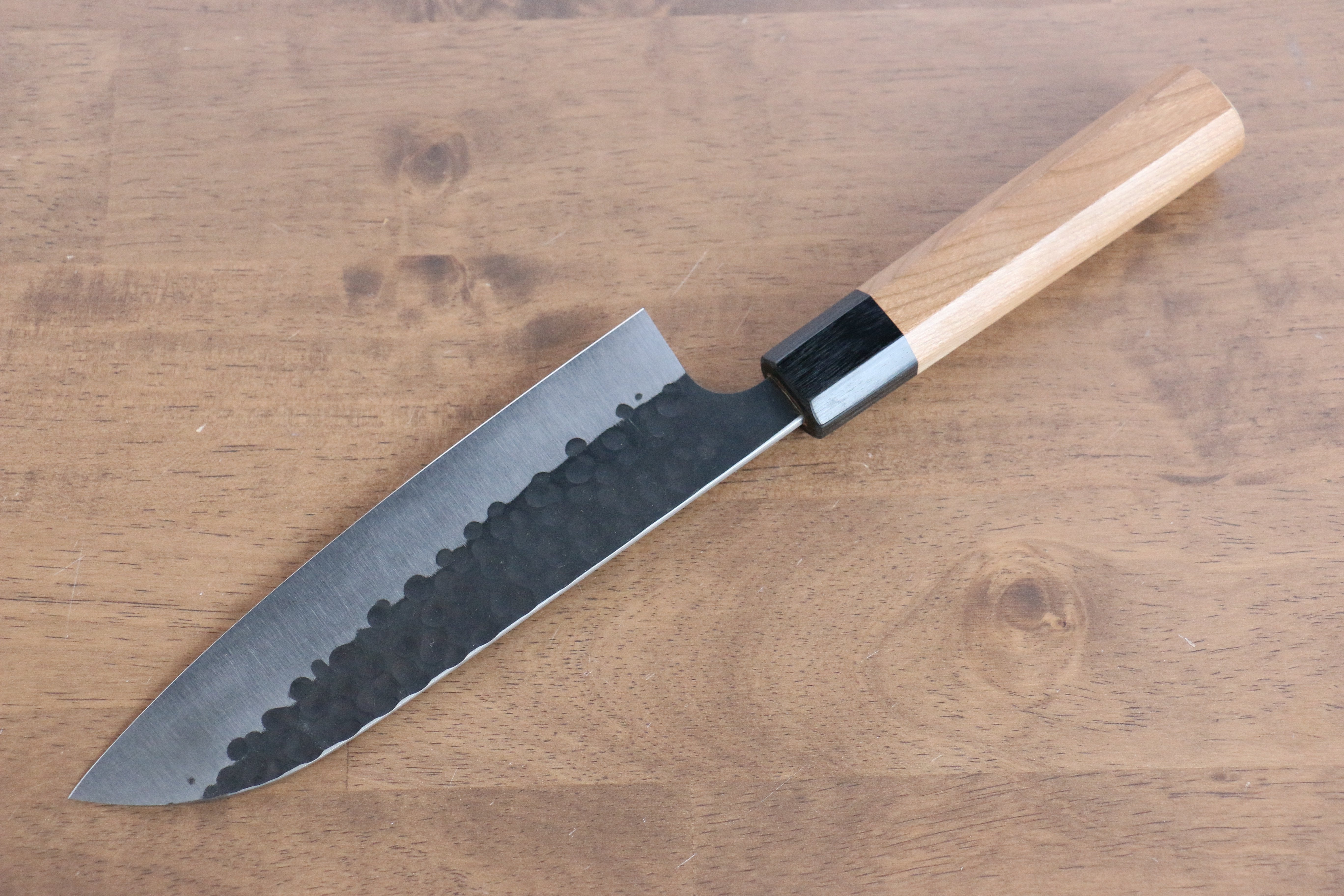 Masakage Koishi Blue Super Black Finished Santoku 165mm American Cherry Handle - Seisuke Knife