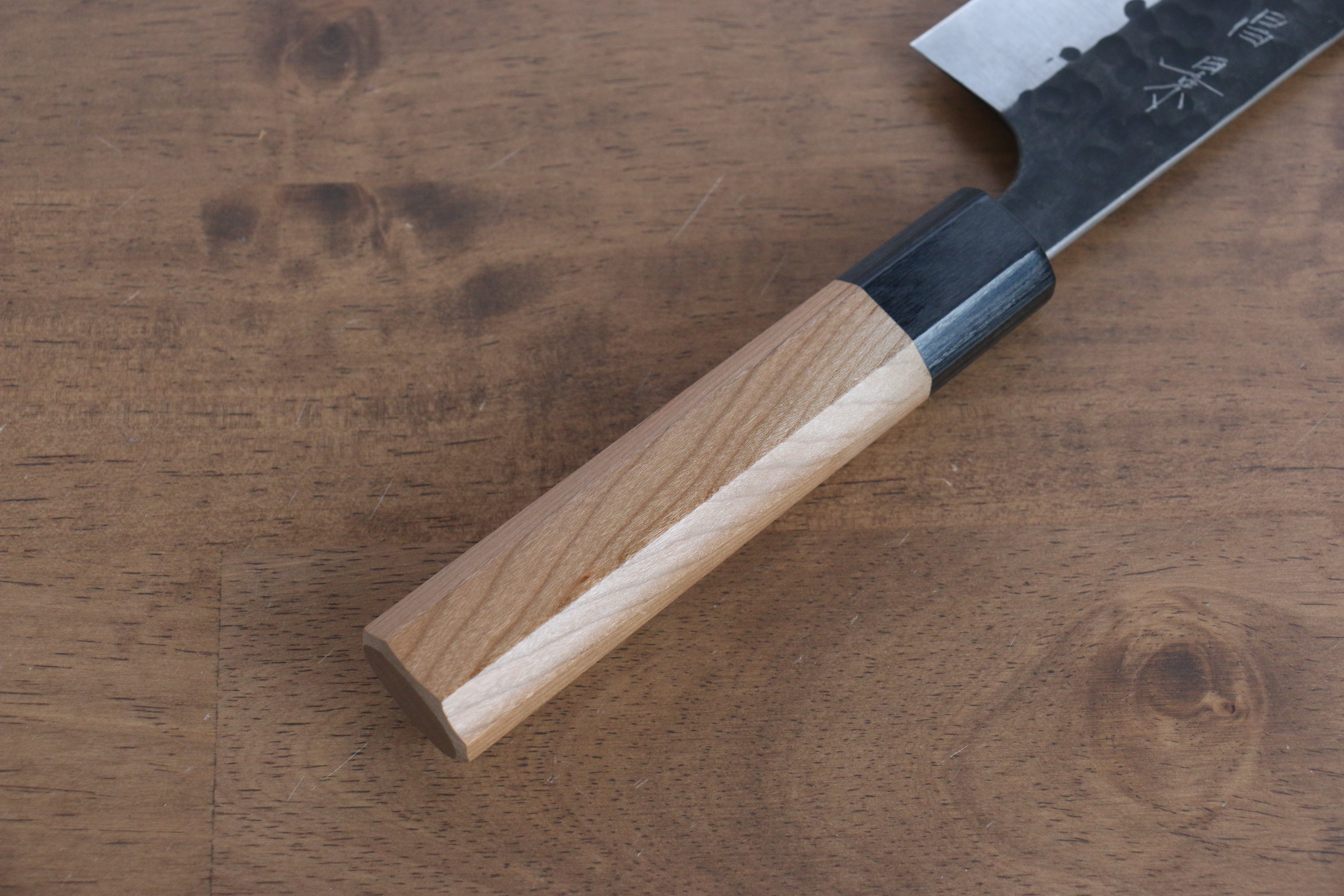 Masakage Koishi Blue Super Black Finished Santoku 165mm American Cherry Handle - Seisuke Knife