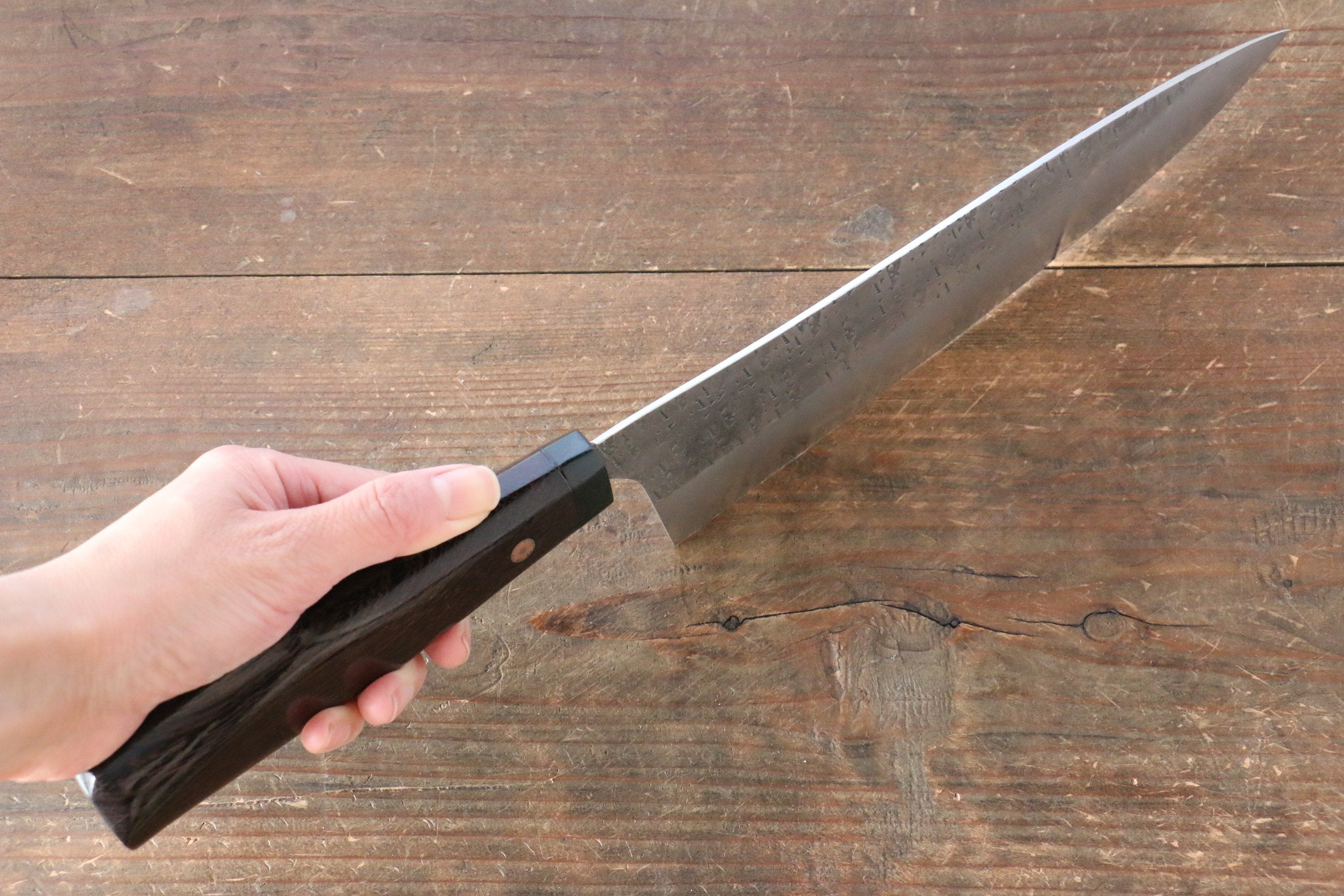 Shungo Ogata SG2 Hammered Gyuto 225mm Wenge Handle - Seisuke Knife