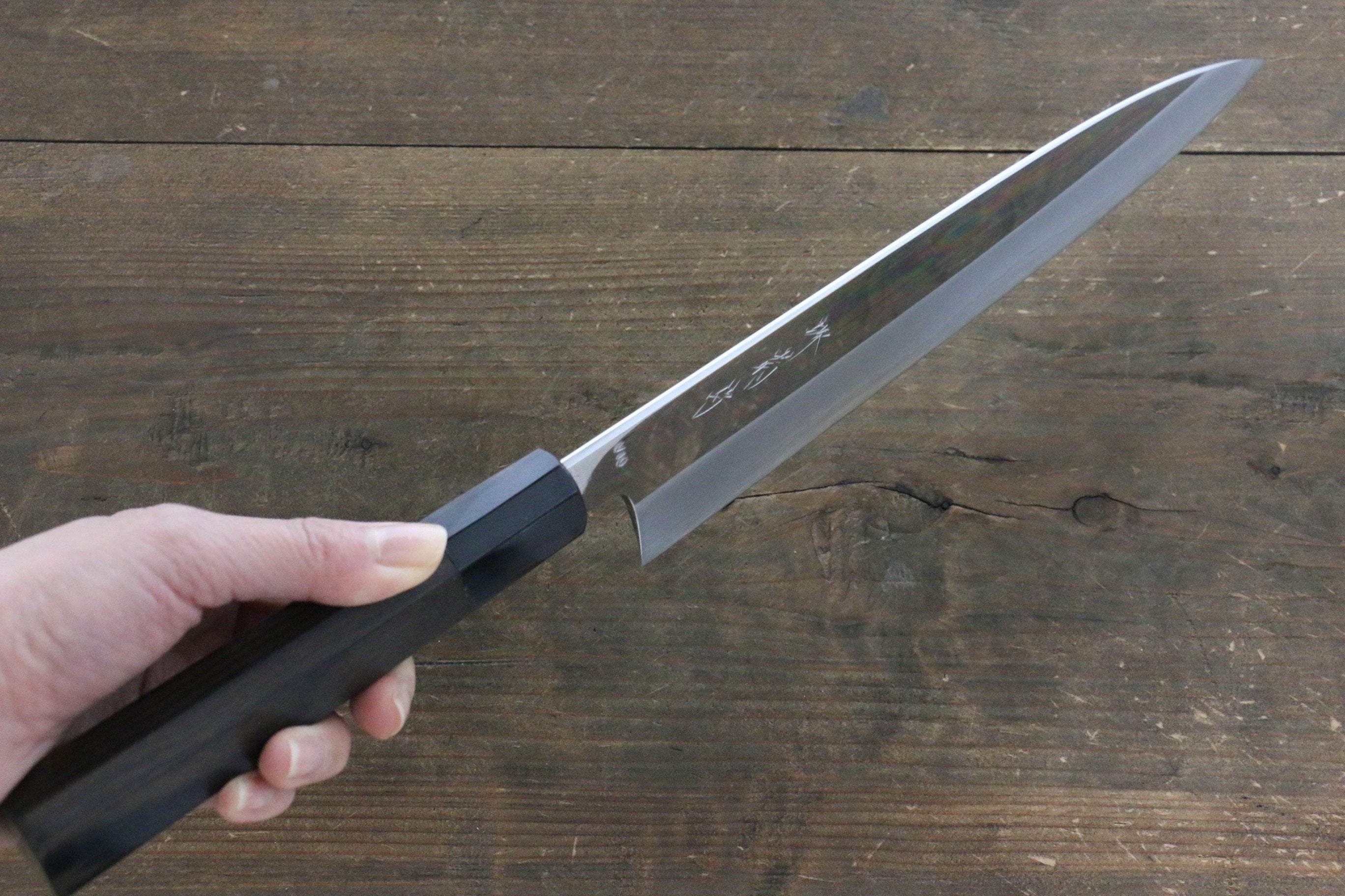 Kikumori VG10 Mirrored Finish Gyuto Japanese Chef Knife 240mm with Ebony Handle - Seisuke Knife