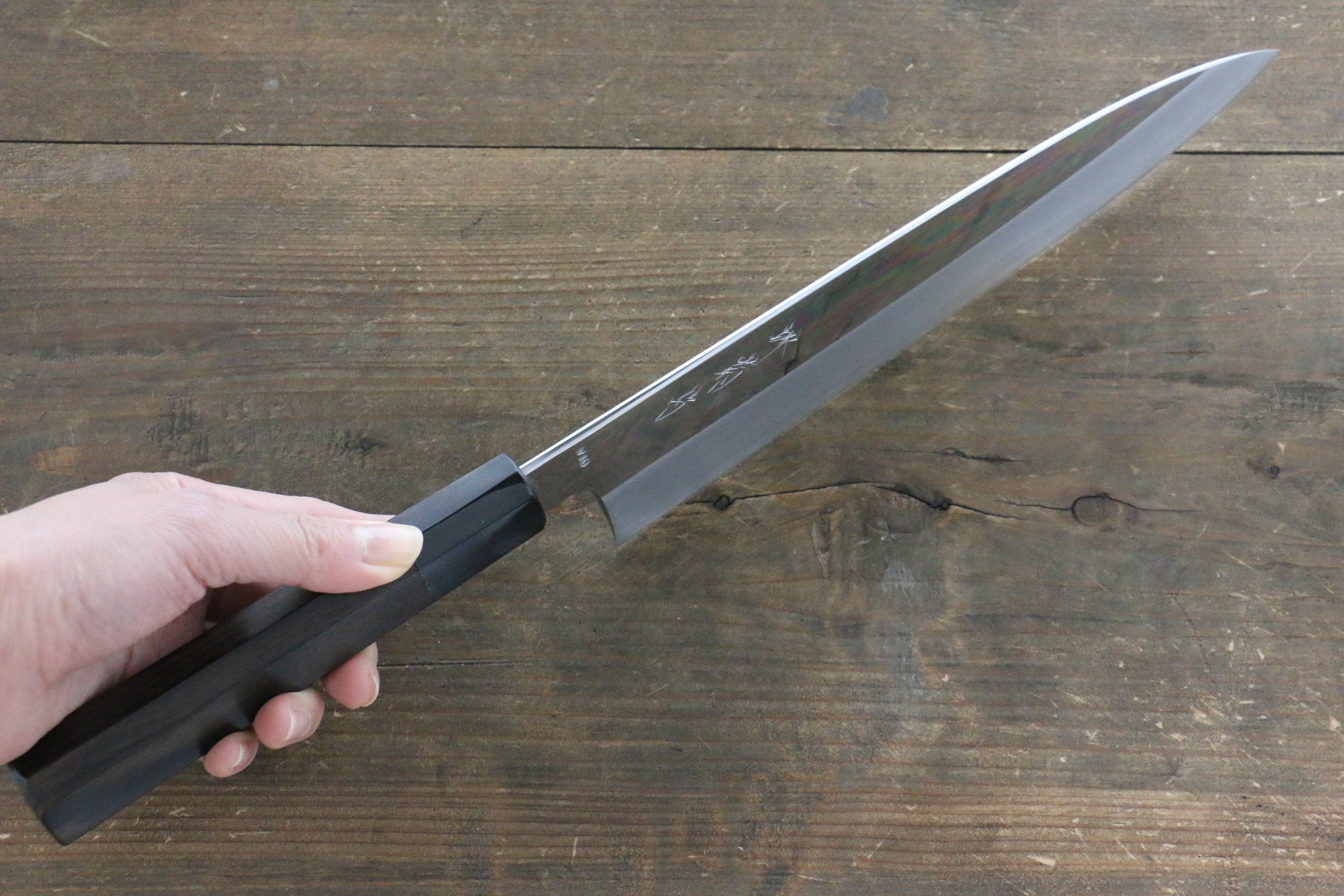 Kikumori VG10 Mirrored Finish Gyuto Japanese Chef Knife 240mm with Ebony Handle - Seisuke Knife