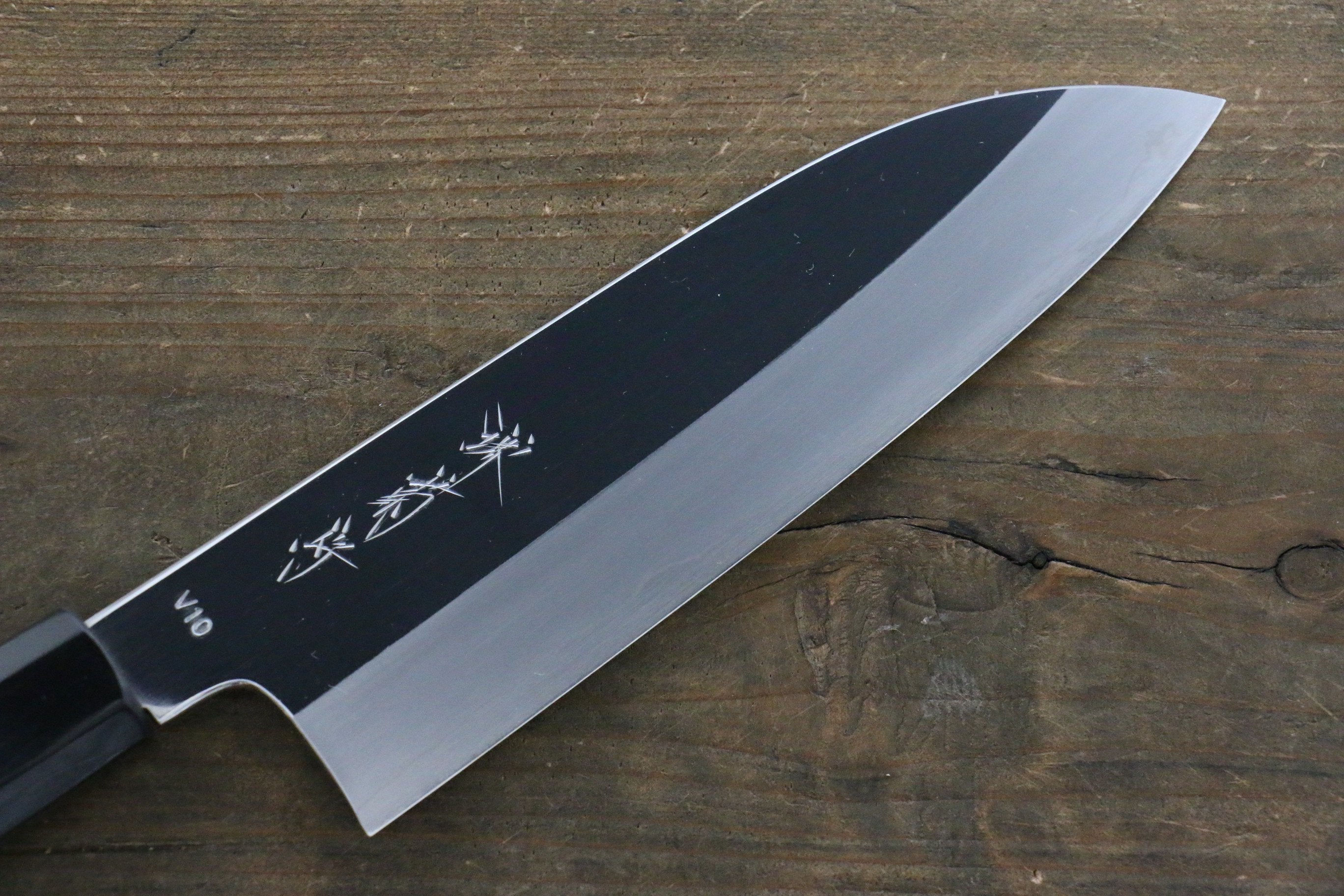 Kikumori VG10 Mirrored Finish Santoku Japanese Chef Knife 180mm with Ebony Handle - Seisuke Knife