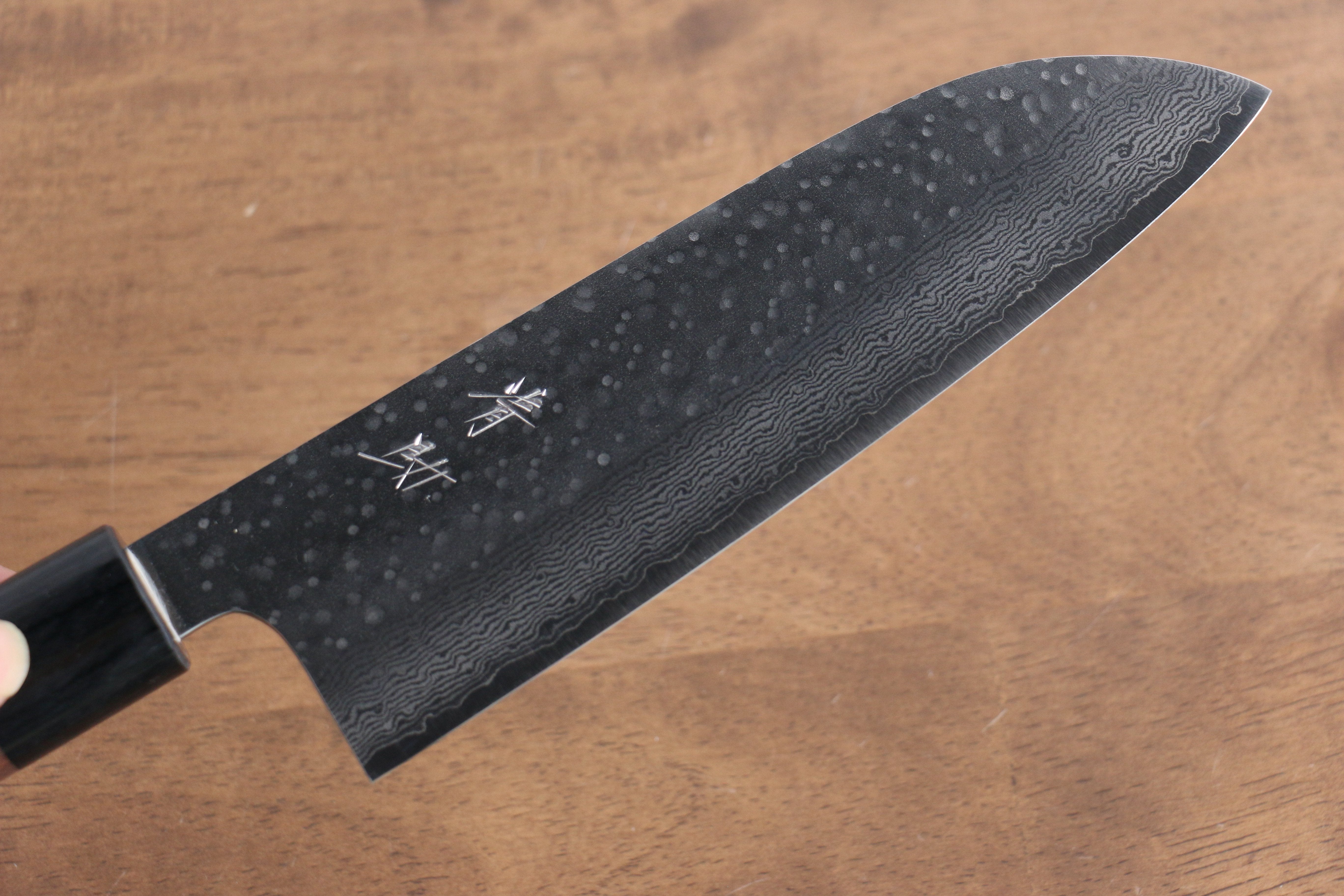Seisuke VG10 Hammered(Maru) Santoku 165mm Morado Handle - Seisuke Knife