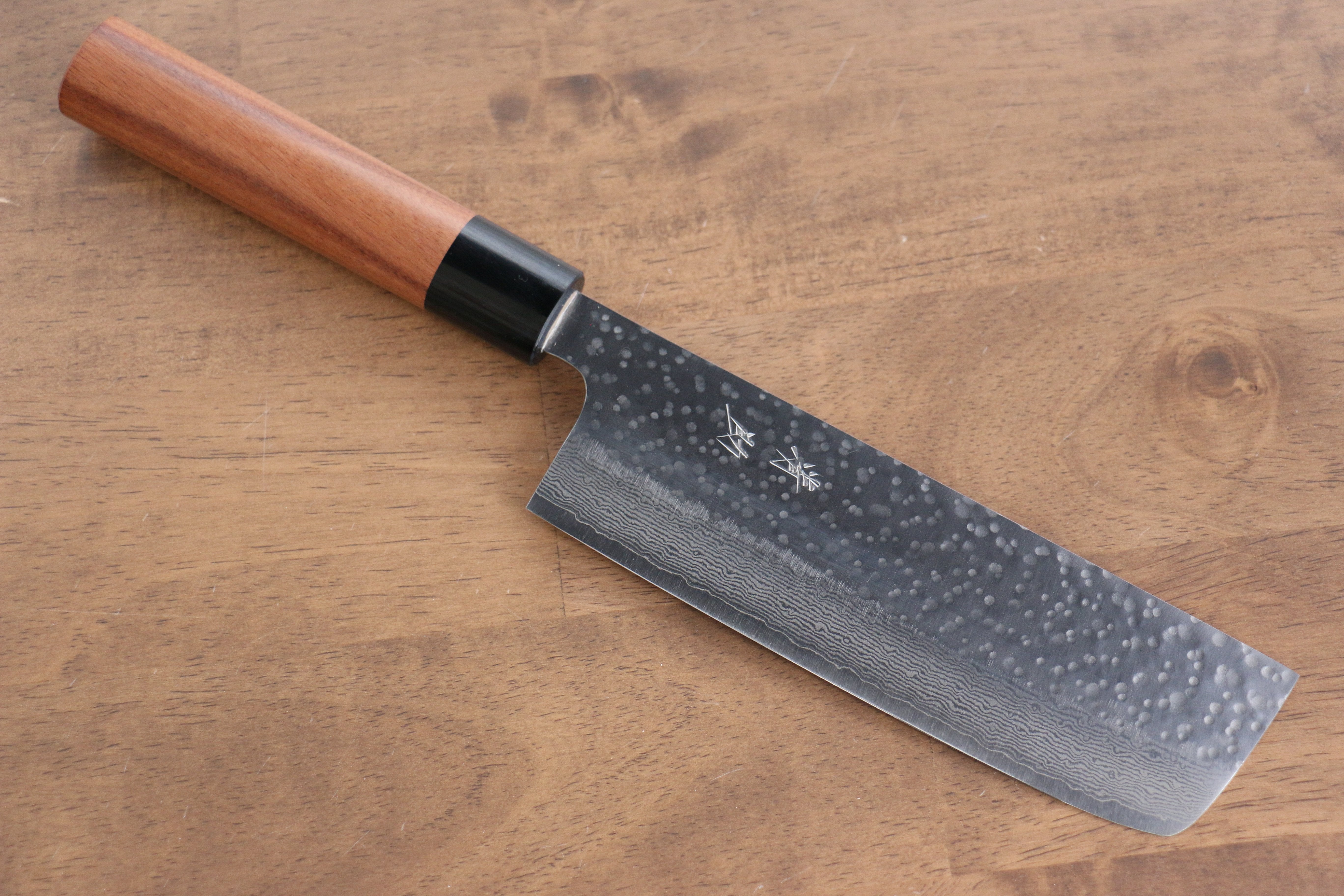 Seisuke VG10 Hammered(Maru) Nakiri 170mm Morado Handle - Seisuke Knife