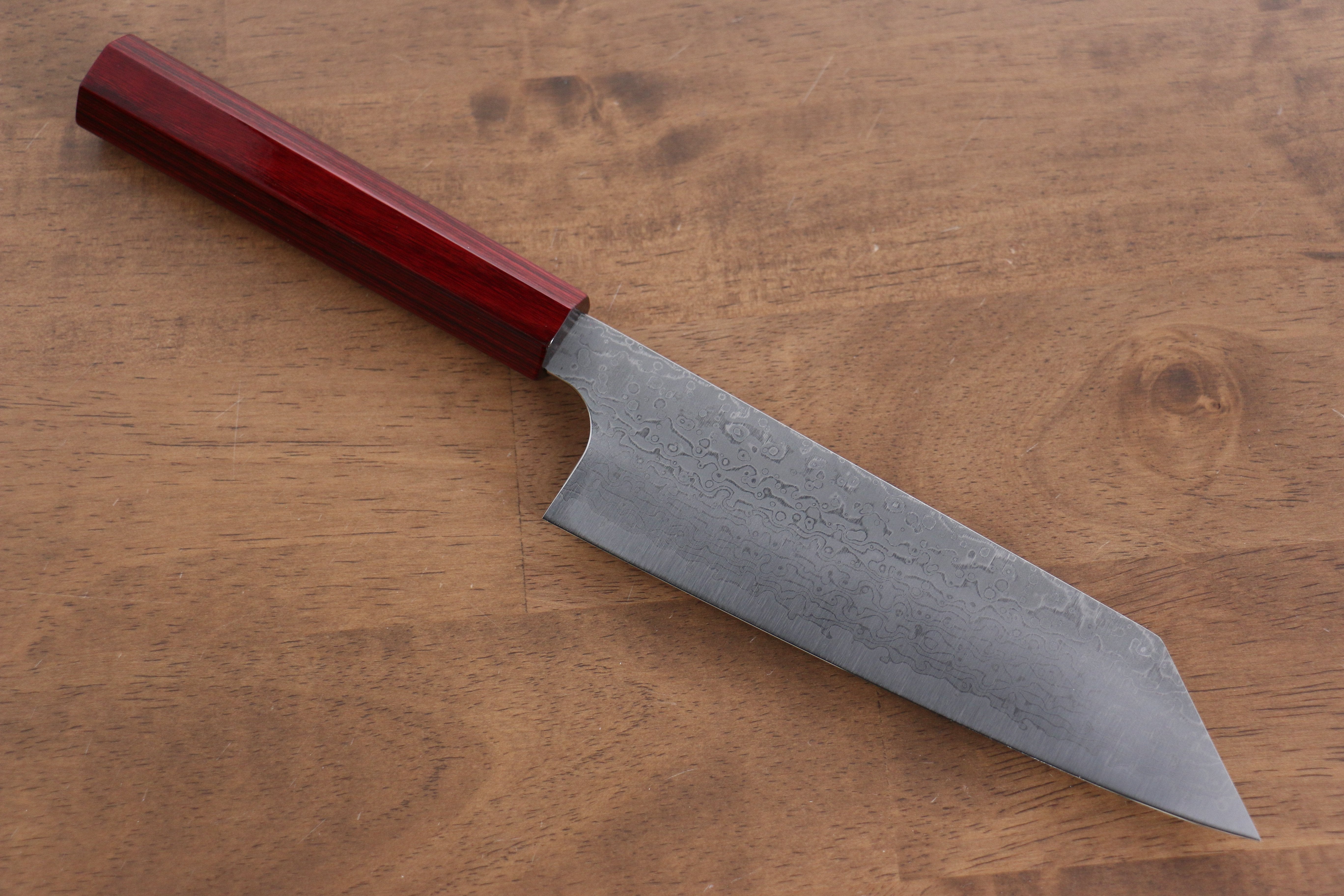 Kei Kobayashi SG2 Damascus Bunka 170mm with Red Lacquered Handle - Seisuke Knife