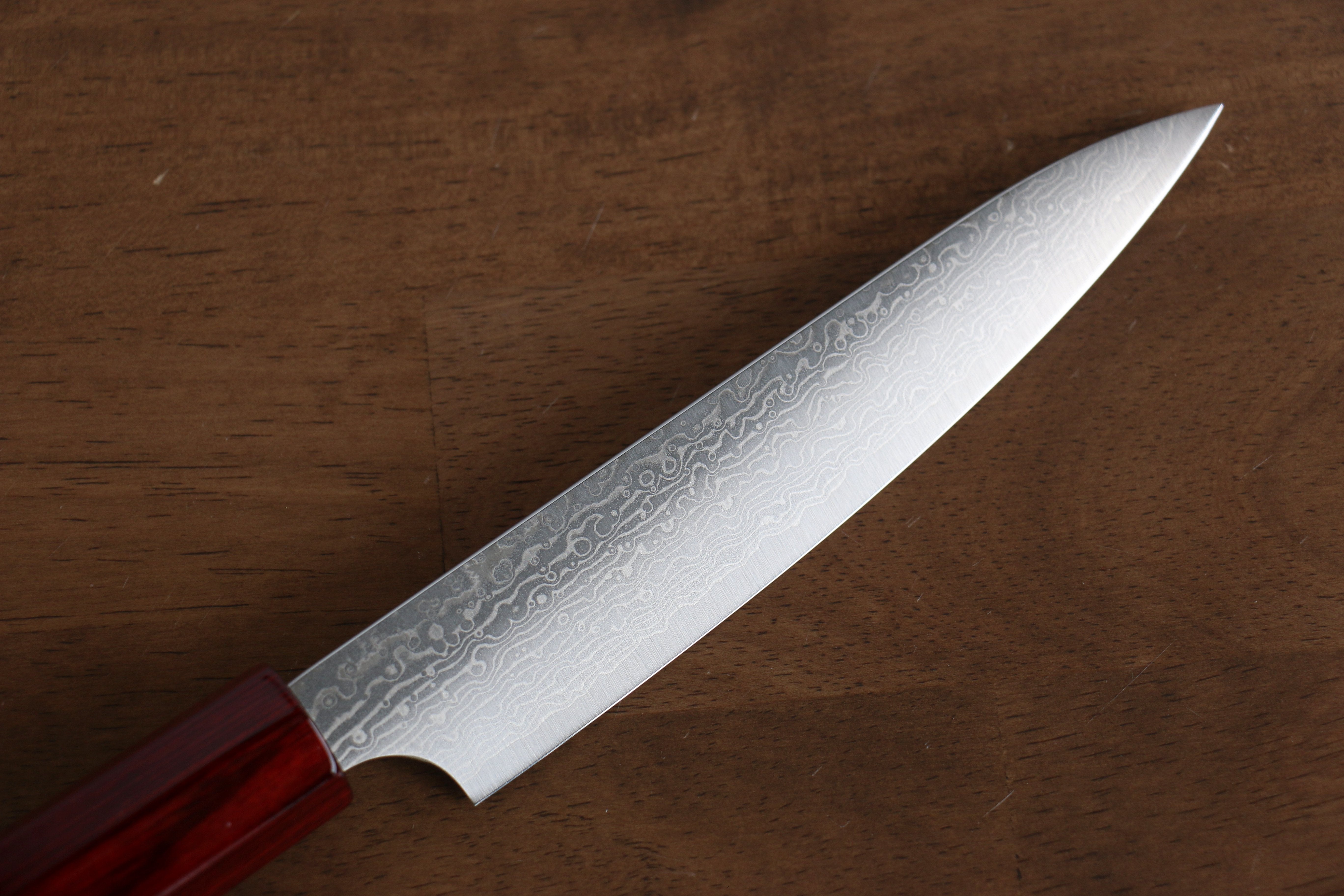 Kei Kobayashi SG2 Damascus Petty-Utility 150mm Red Lacquered Handle - Seisuke Knife