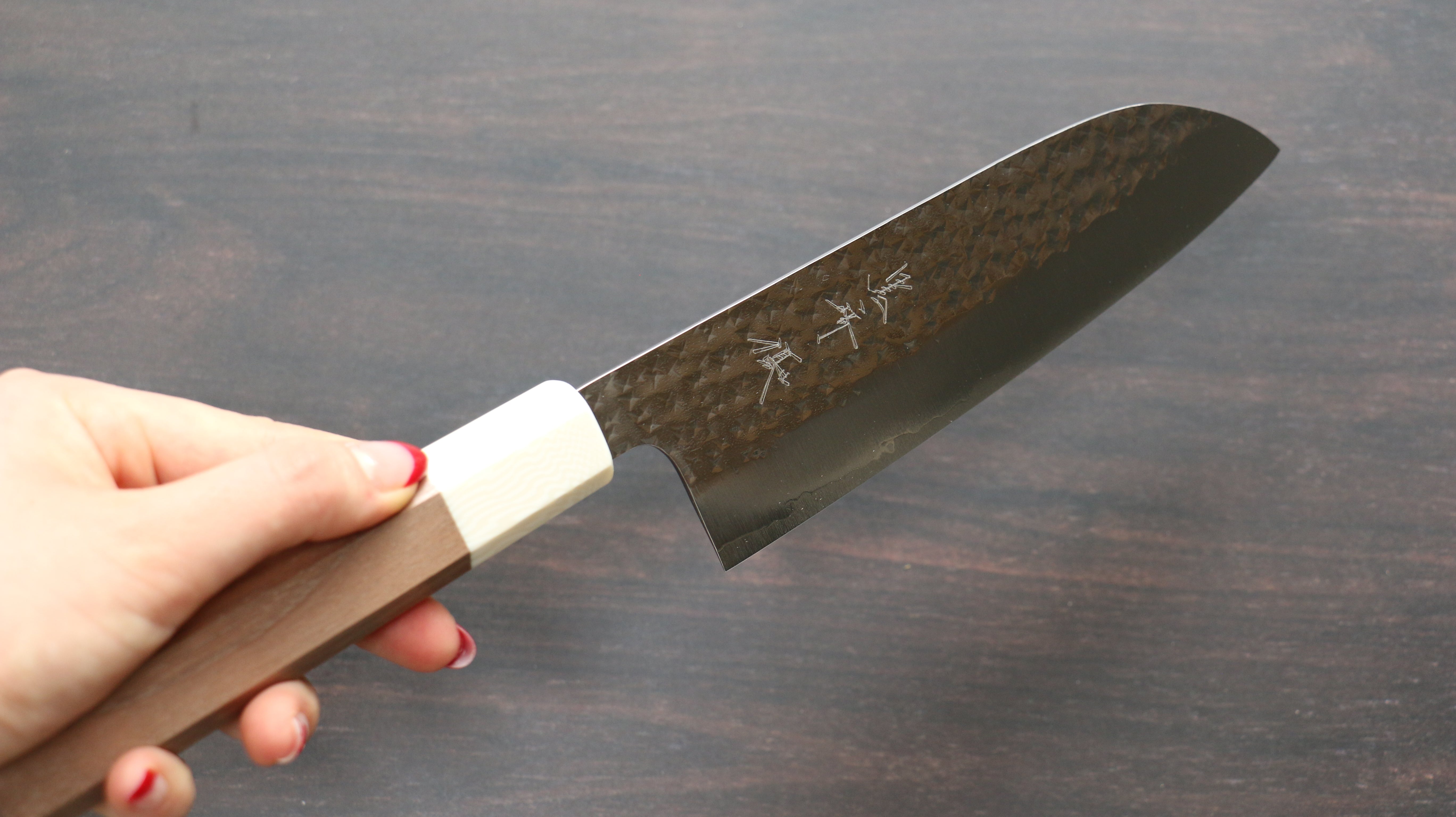 Yu Kurosaki Senko SG2 Hammered Santoku 165mm with Walnut Handle - Seisuke Knife