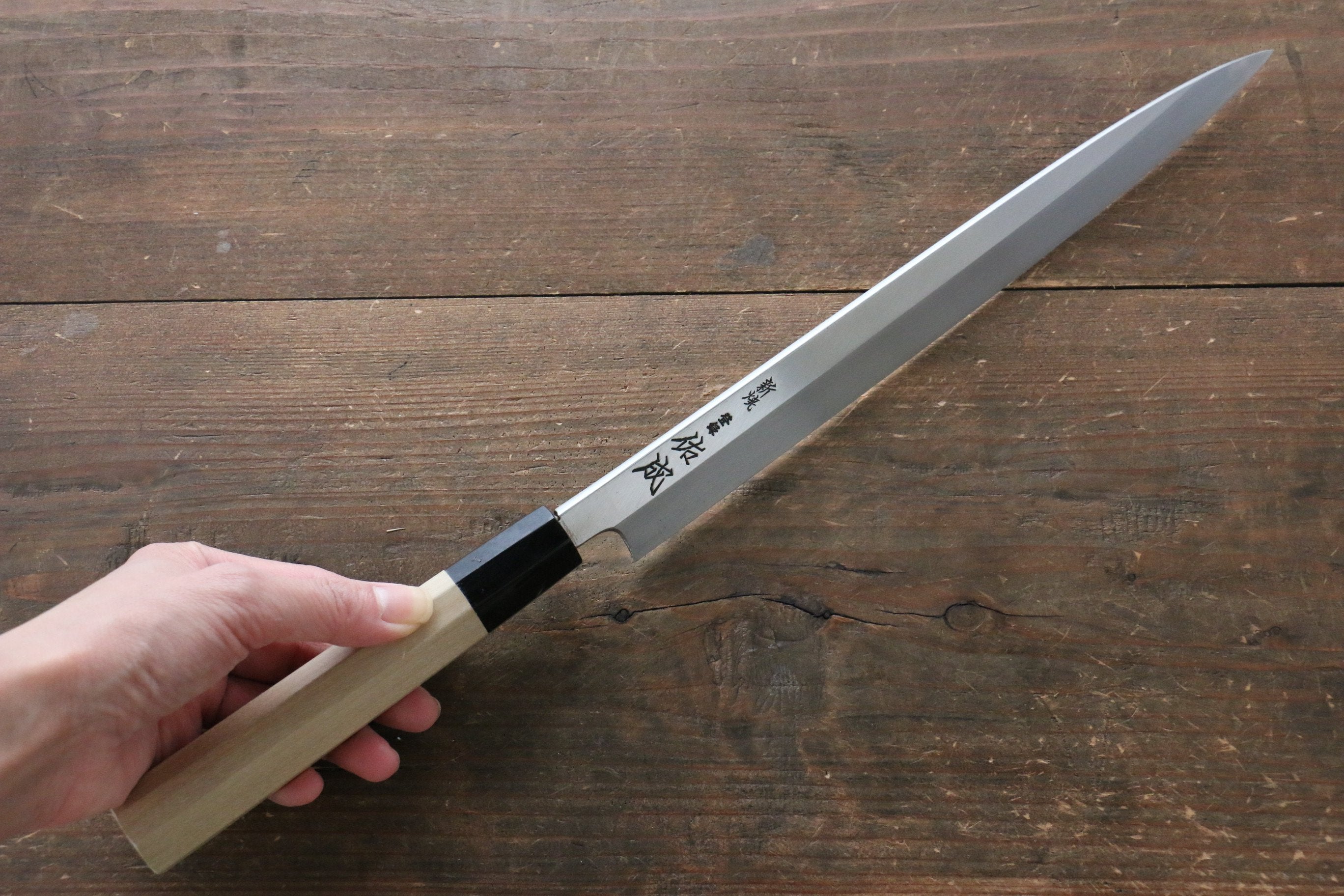 Sukenari VG10 2 Layer Mirrored Finish Yanagiba with Magnolia Handle - Seisuke Knife