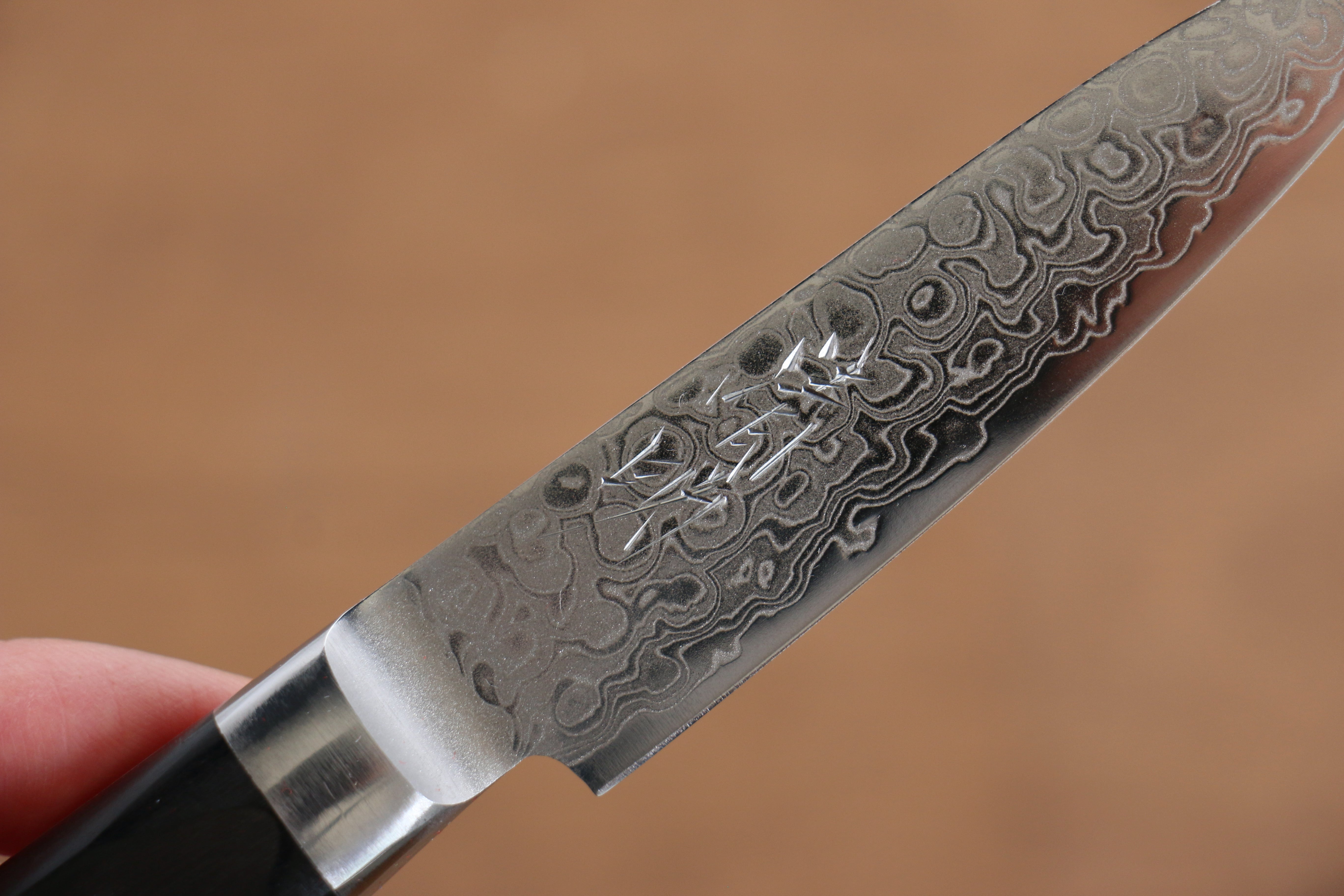 Seisuke AUS10 45 Layer Migaki Damascus Petty-Utility 80mm Black Pakkawood Handle - Seisuke Knife