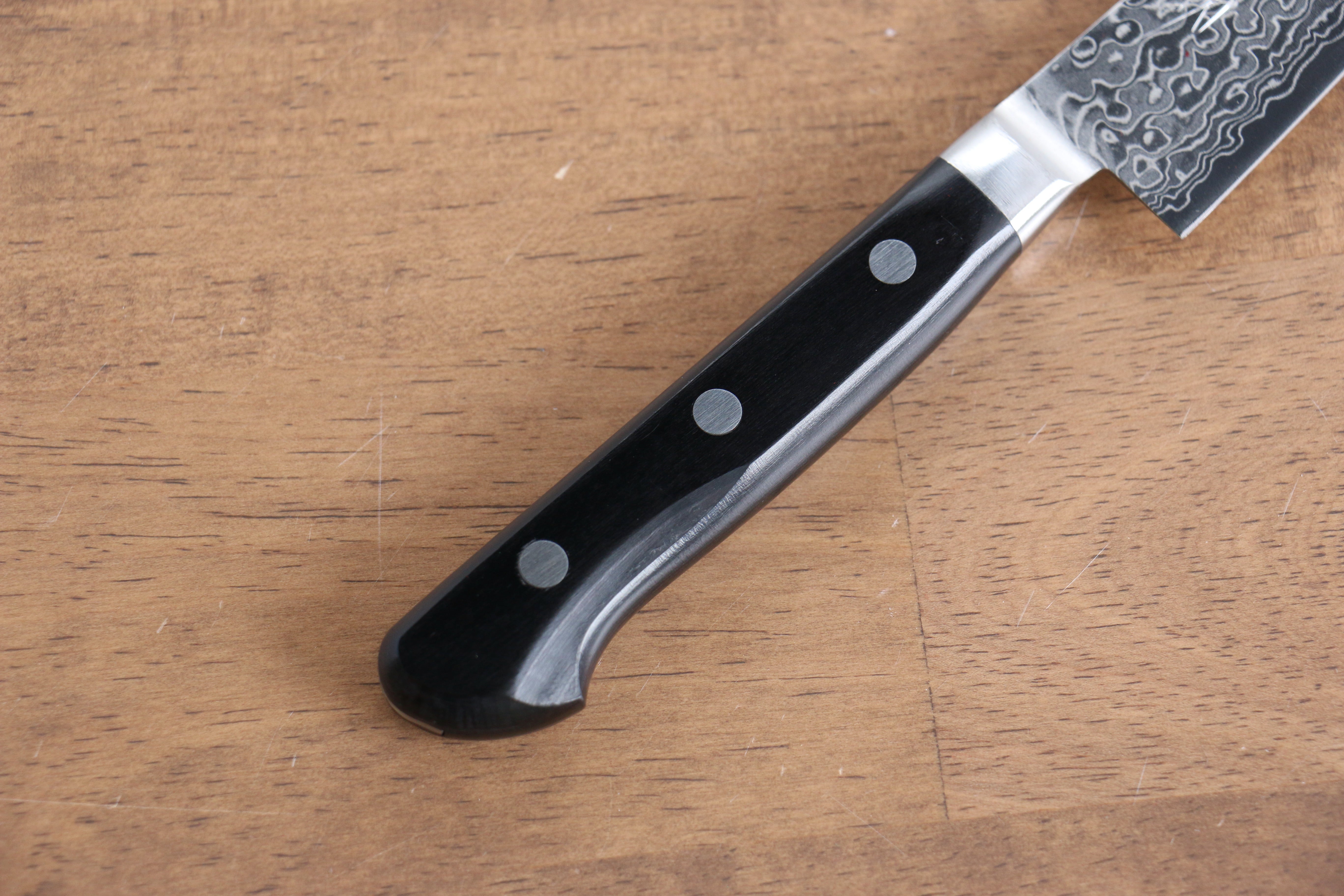 Seisuke AUS10 45 Layer Migaki Damascus Petty-Utility 135mm Black Pakkawood Handle - Seisuke Knife