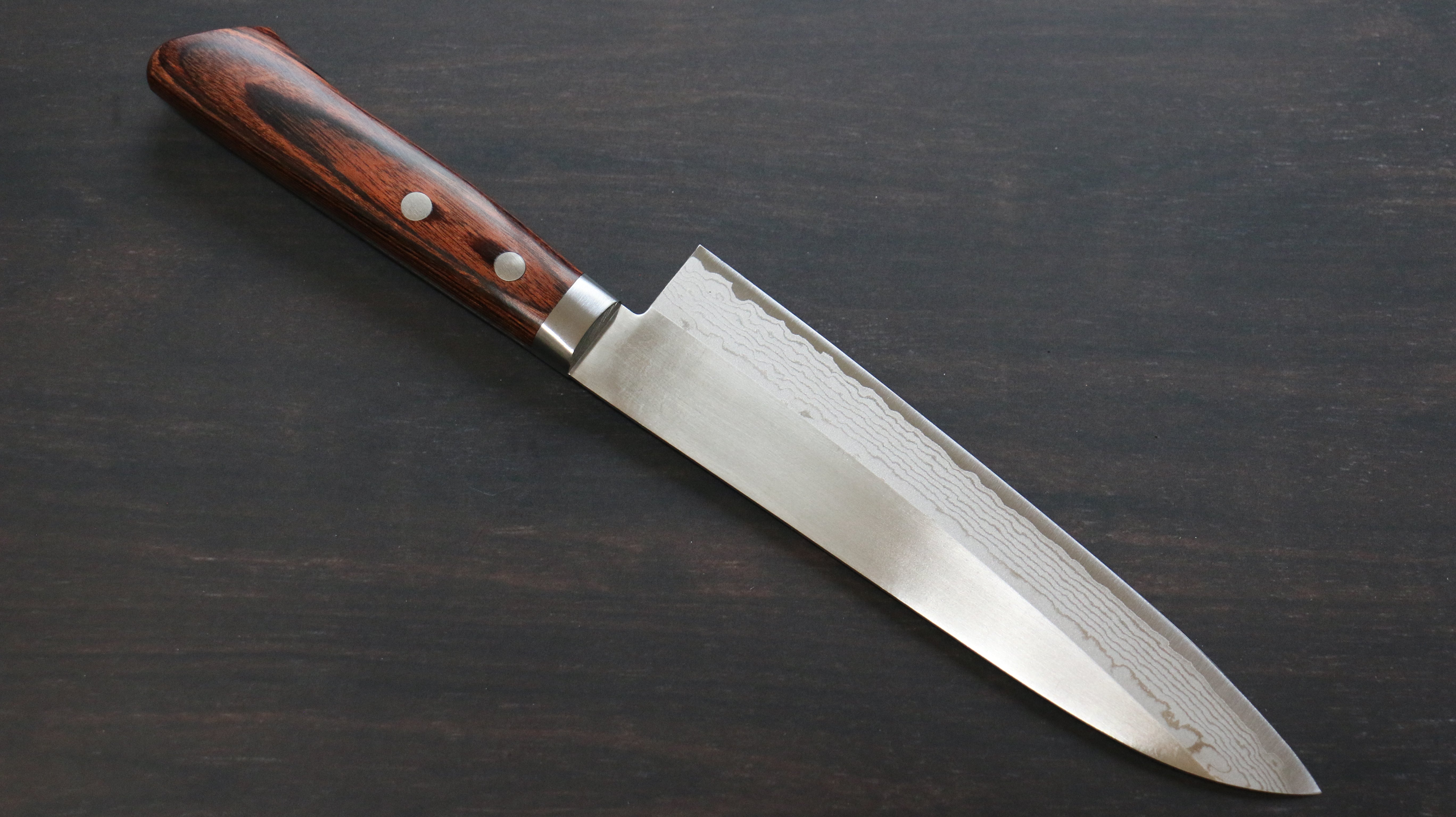 Kunihira Sairyu VG10 Migaki Finished Damascus Gyuto 180mm Mahogany Handle - Seisuke Knife