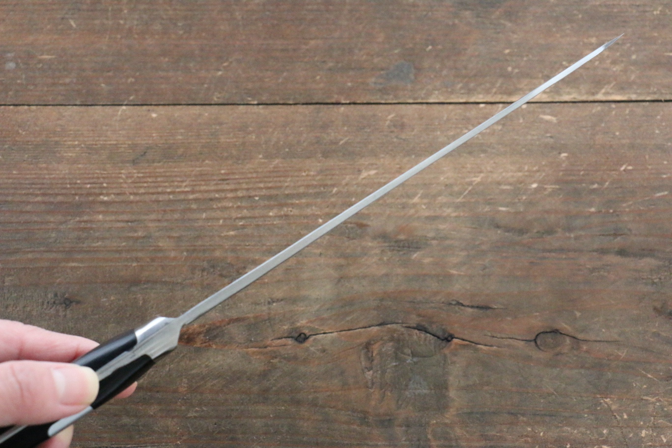 Fujiwara Teruyasu Fujiwara Teruyasu Maboroshi White Steel No.1 Nashiji Hammered Santoku 180mm with Black Pakka wood Handle - Seisuke Knife