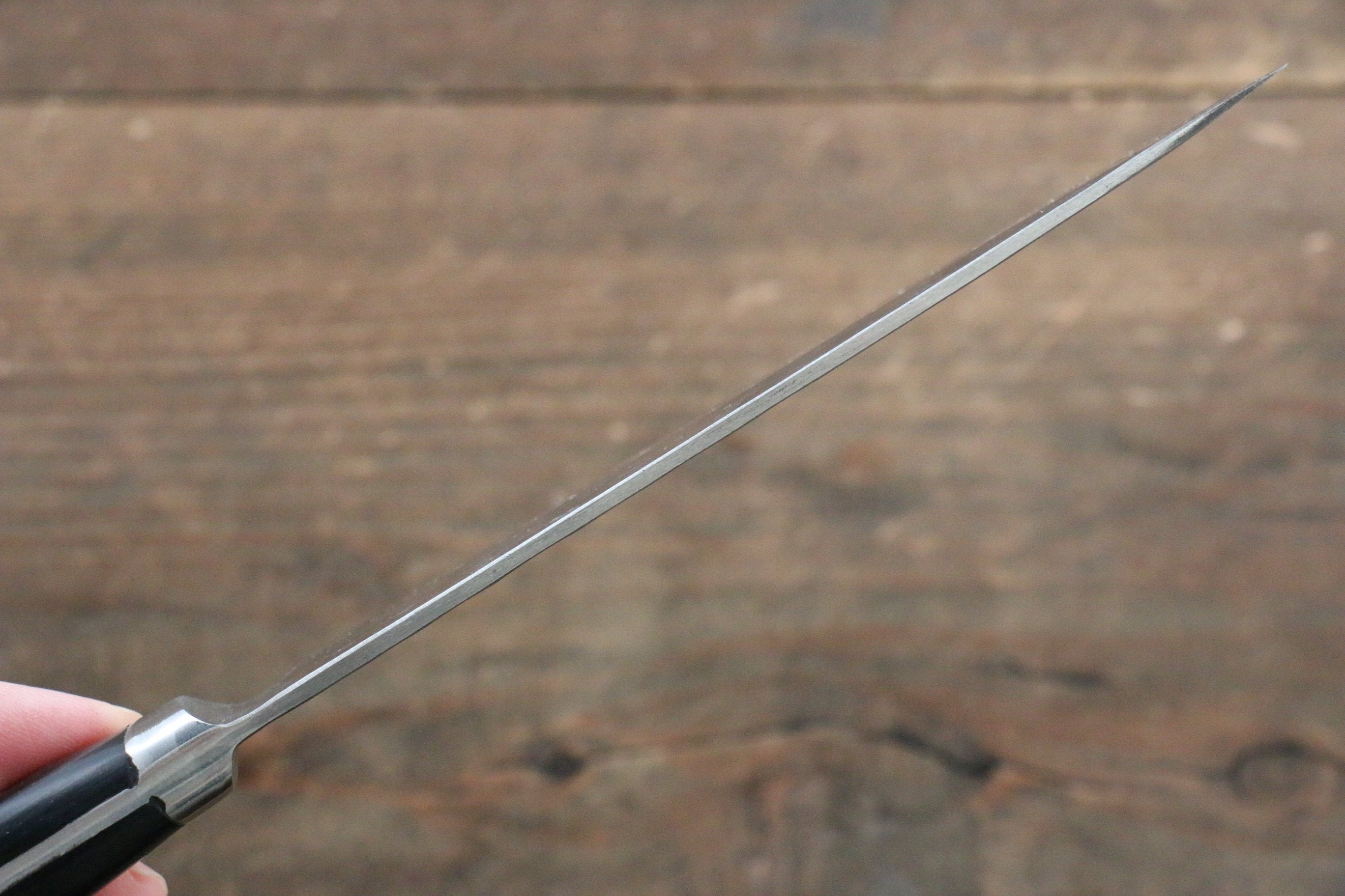 Fujiwara Teruyasu Maboroshi White Steel No.1 Nashiji Hammered Petty-Utility 130mm Black Pakkawood Handle - Seisuke Knife
