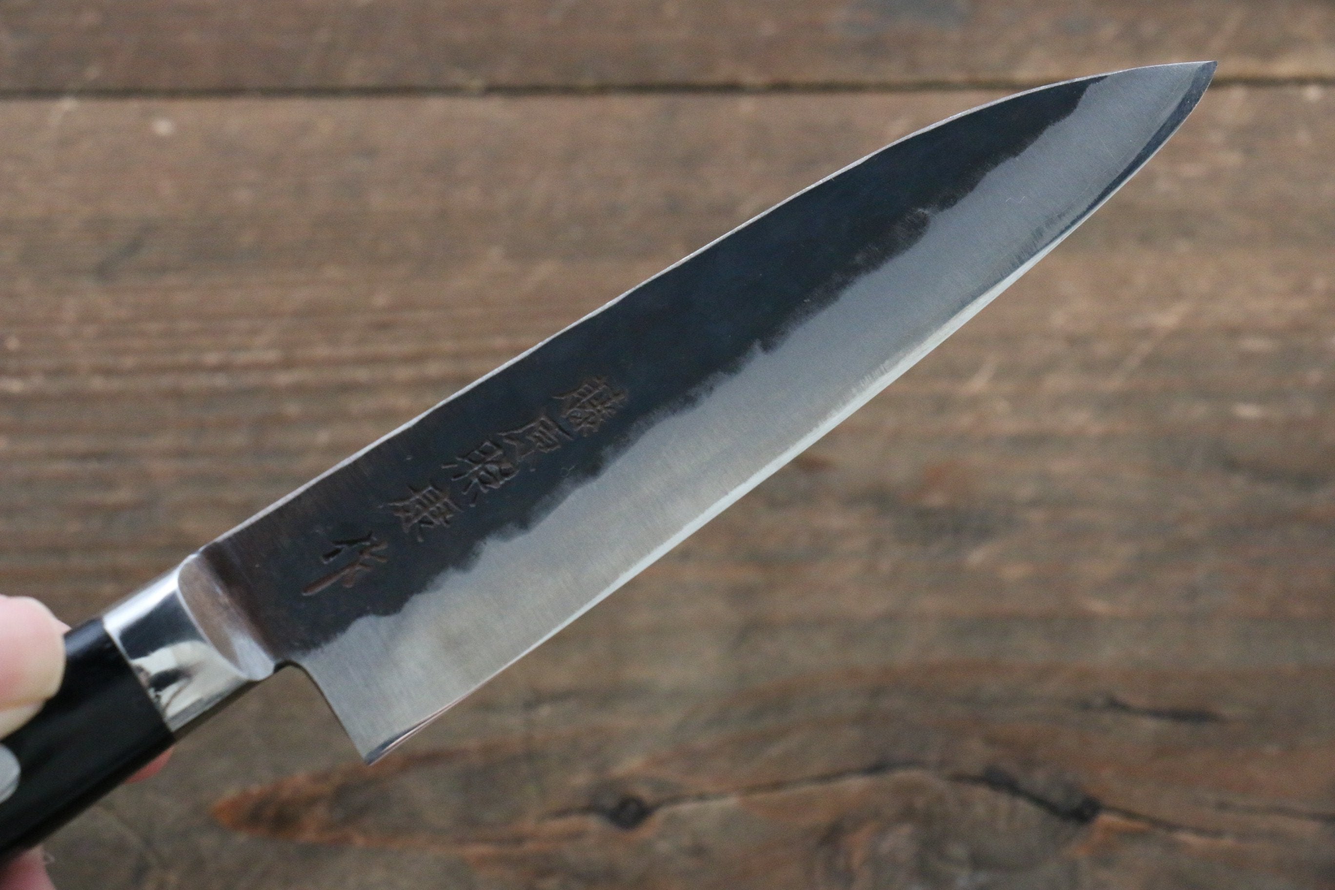 Fujiwara Teruyasu Denka Blue Super Kurouchi Petty-Utility 120mm Black Pakkawood Handle - Seisuke Knife