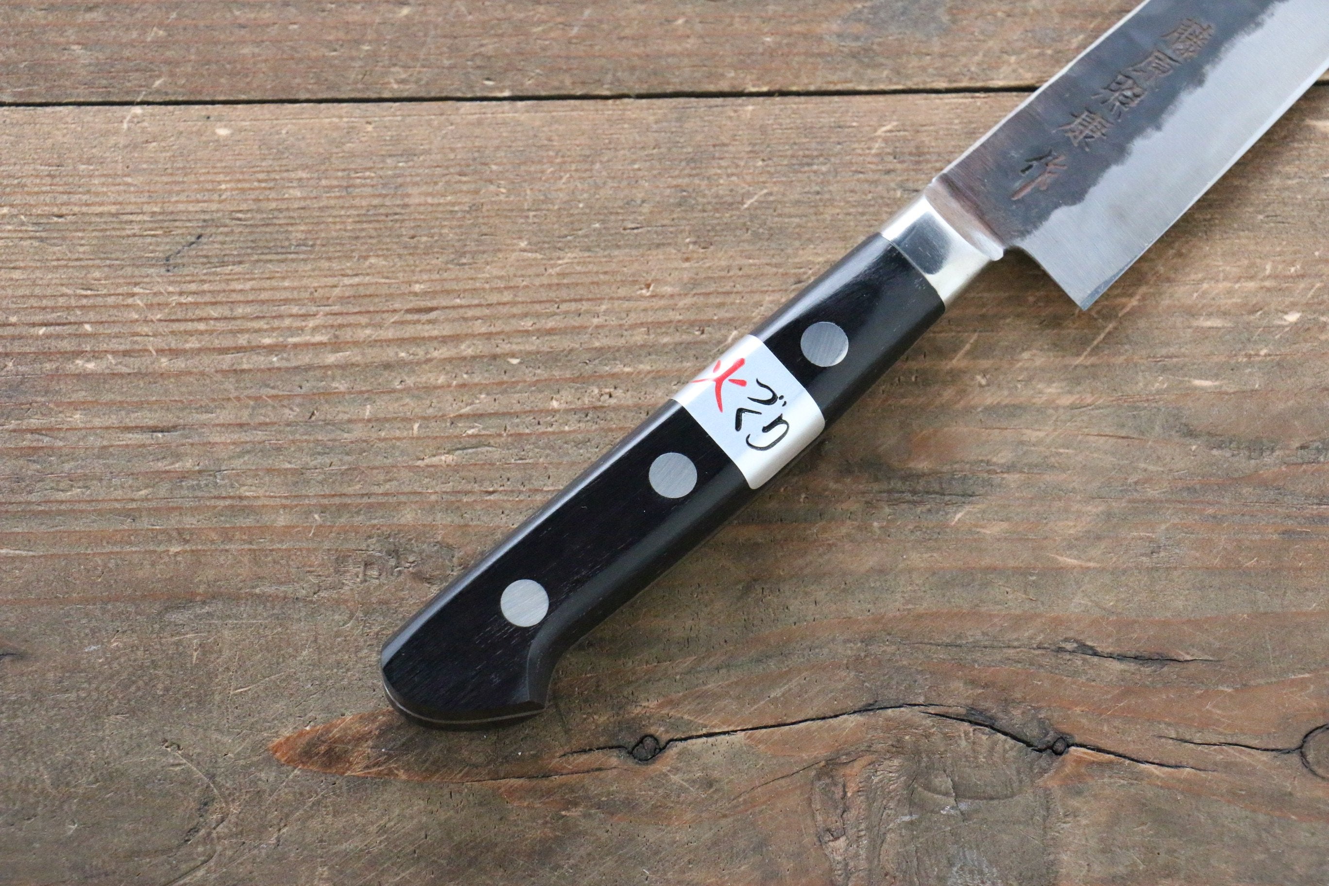 Fujiwara Teruyasu Denka Blue Super Kurouchi Petty-Utility 120mm Black Pakkawood Handle - Seisuke Knife