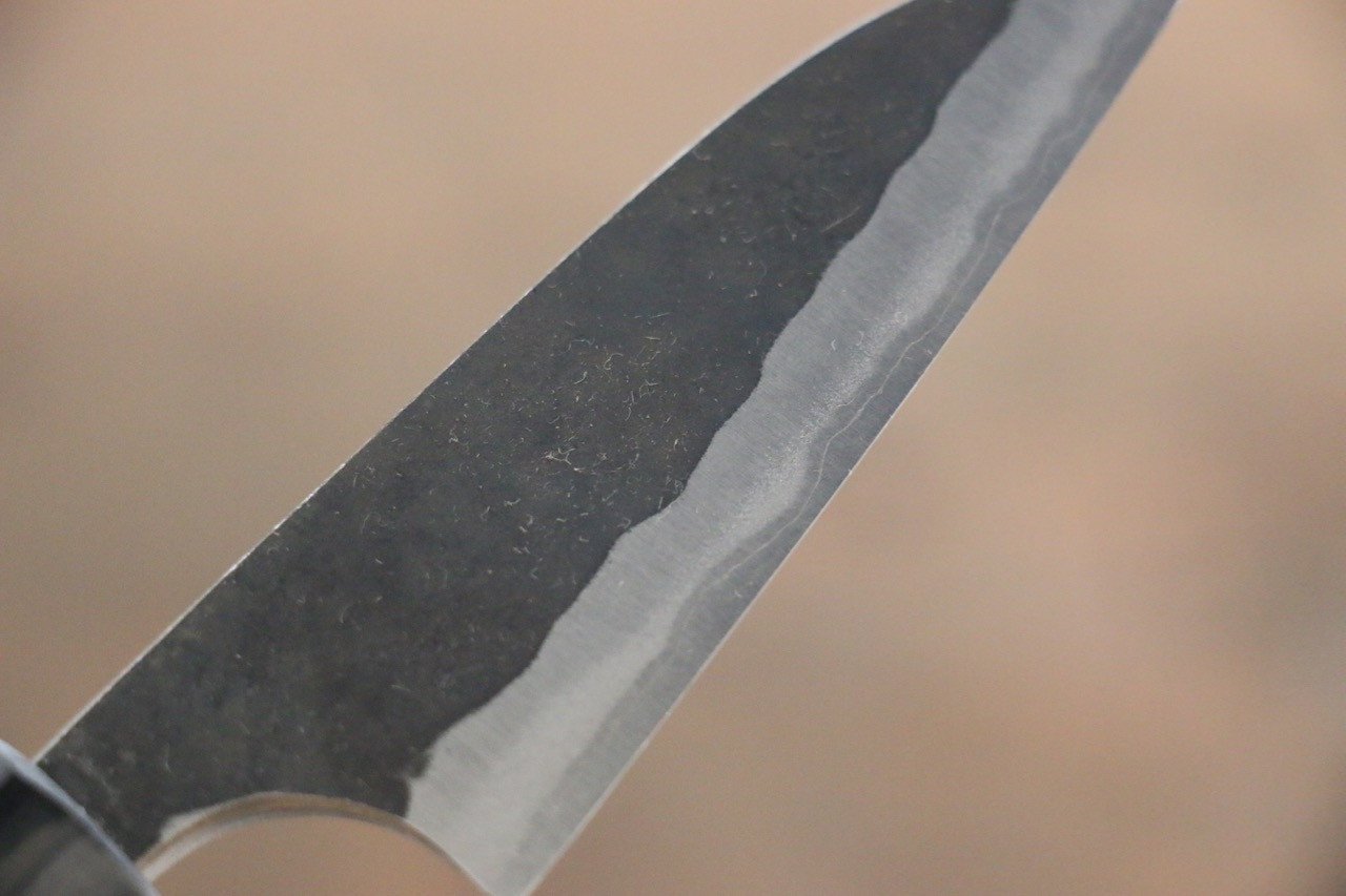 Anryu Blue Super Hammered Black Finished Petty-Utility 75mm Rosewood Handle - Seisuke Knife