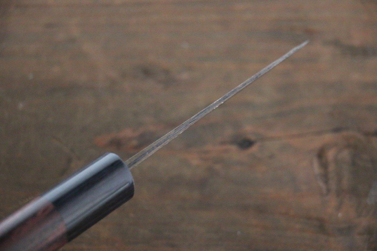 Anryu Blue Super Hammered Black Finished Petty-Utility 75mm Rosewood Handle - Seisuke Knife