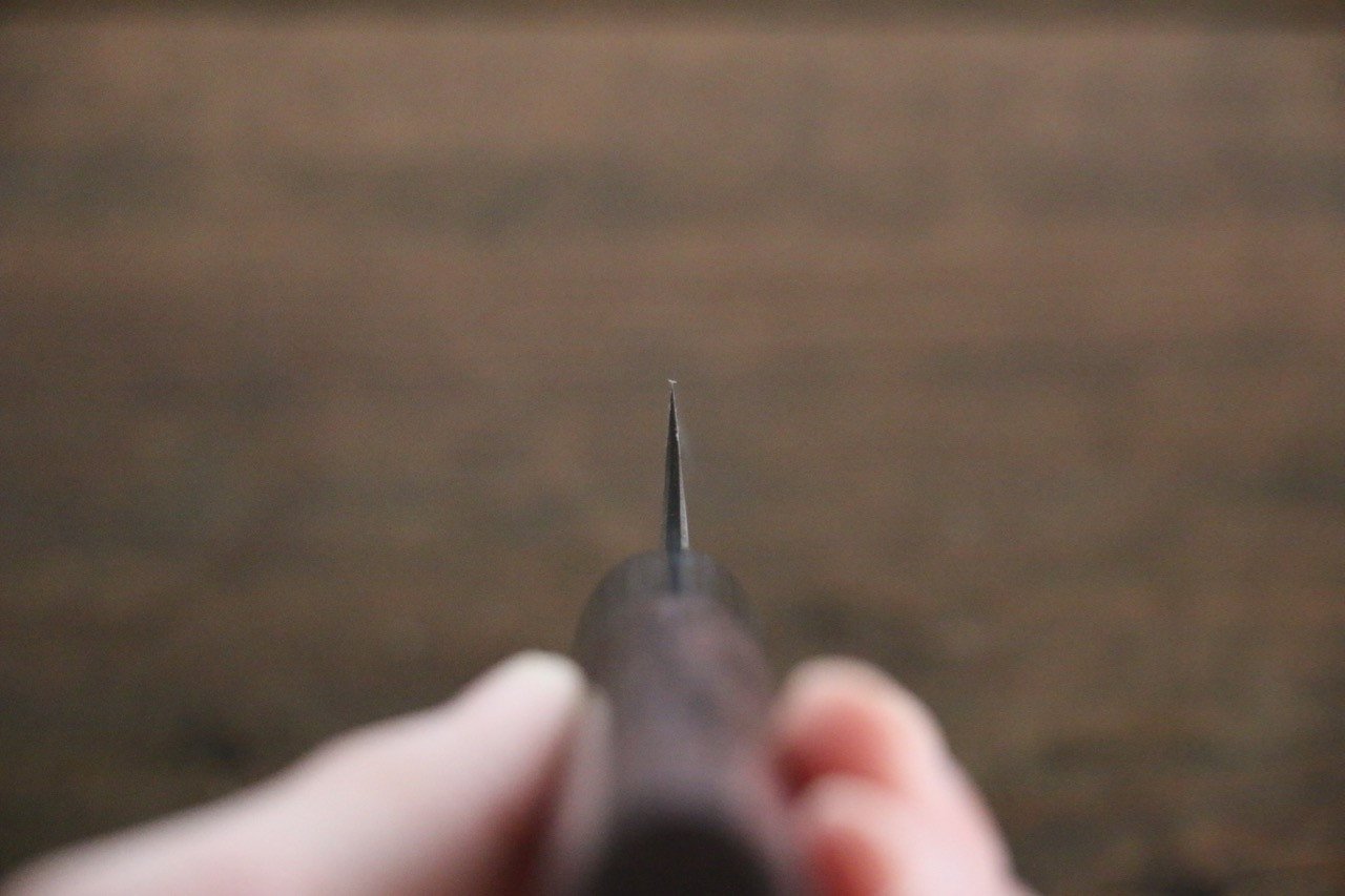 Anryu Blue Super Hammered Black Finished Petty-Utility 75mm Rosewood Handle - Seisuke Knife