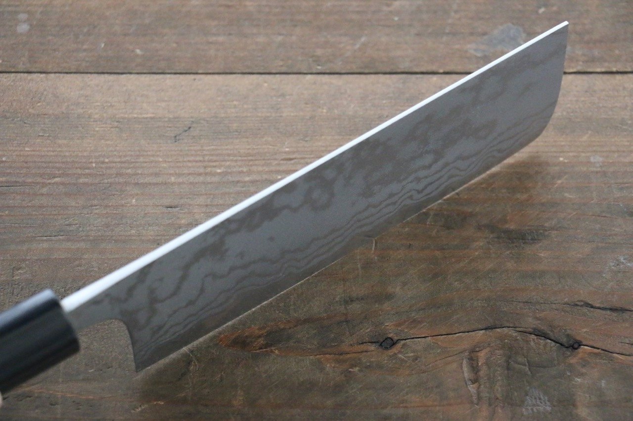 Shungo Ogata White Steel No.2 Damascus Migaki Finished Nakiri 165mm Shitan Handle - Seisuke Knife