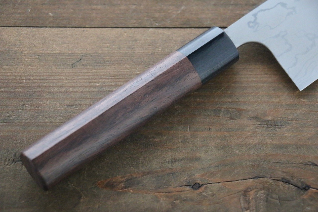 Shungo Ogata White Steel No.2 Damascus Migaki Finished Gyuto 240mm Shitan Handle - Seisuke Knife