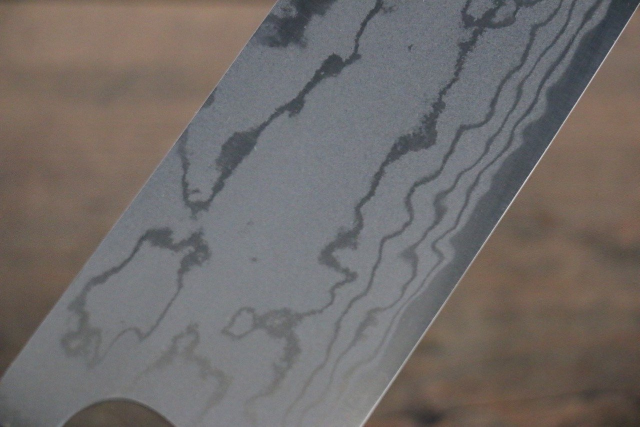 Shungo Ogata White Steel No.2 Damascus Migaki Finished Gyuto 240mm Shitan Handle - Seisuke Knife