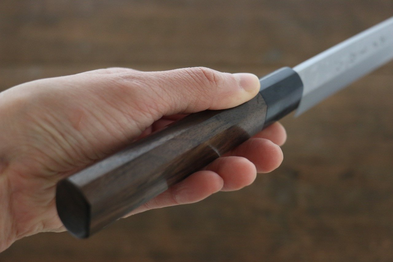 Hideo Kitaoka White Steel No.2 Damascus Yanagiba Japanese Chef Knife 240mm - Seisuke Knife