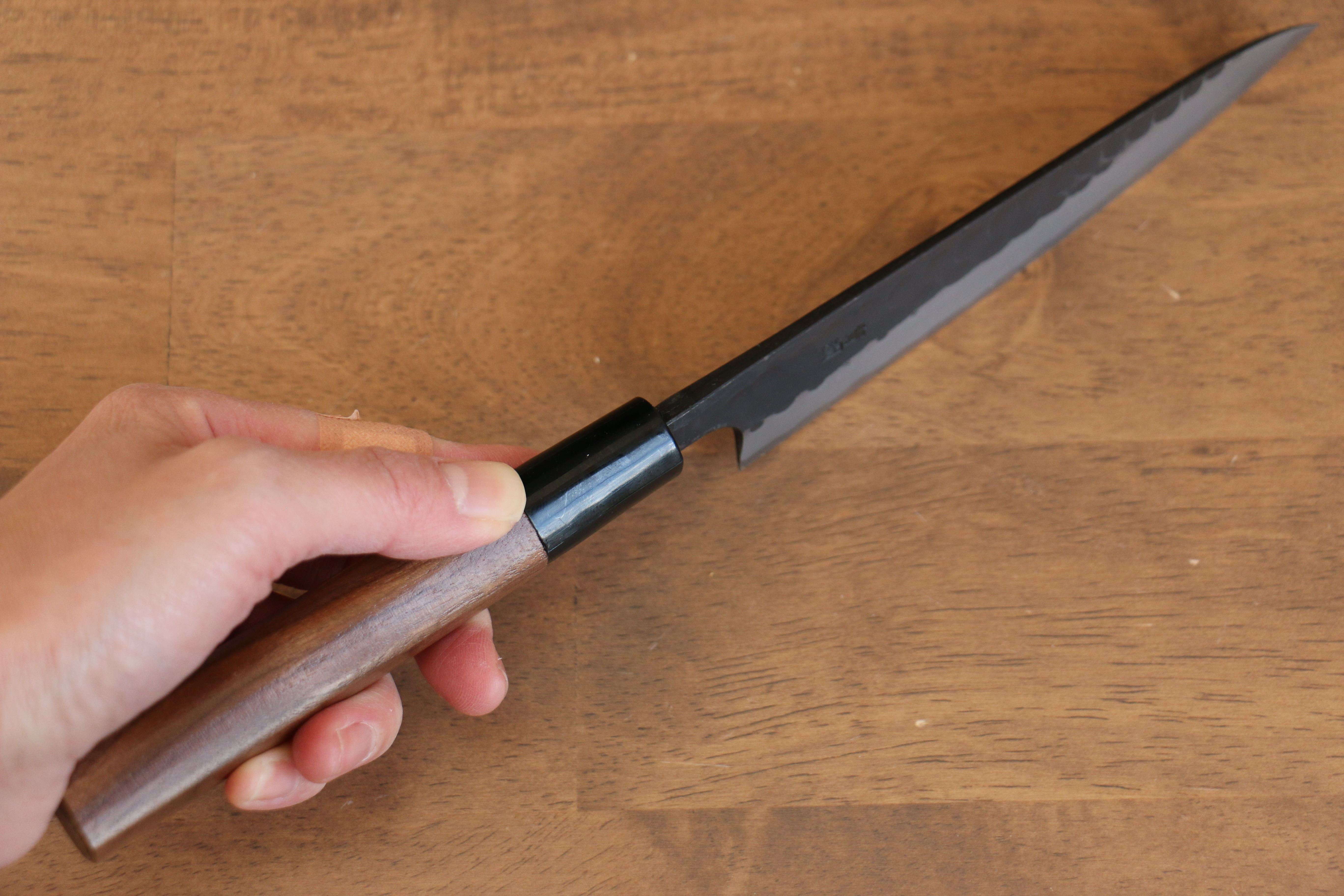 Nao Yamamoto Blue Steel Kurouchi Maru Hammered Petty-Utility 140mm Walnut Handle - Seisuke Knife