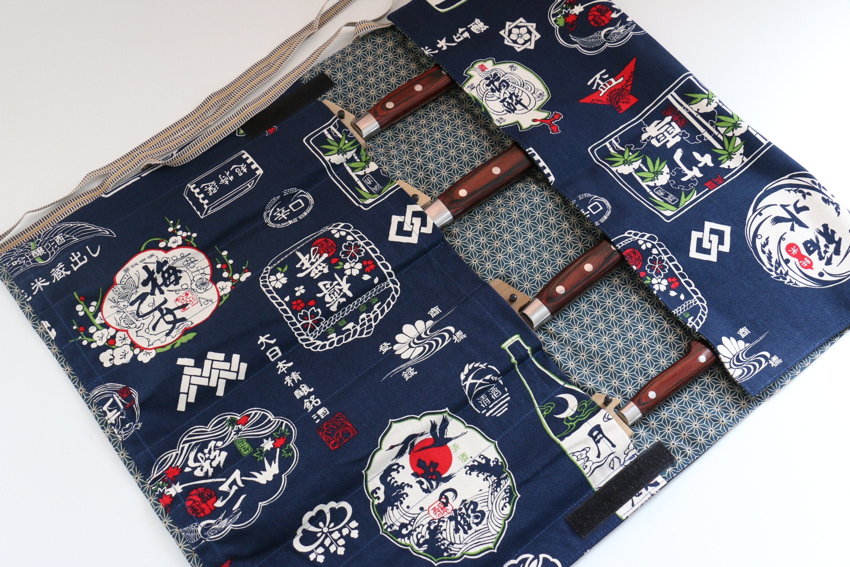 Japanese Style Knife Roll Konsake-Ura-Konkasuri 4 Pockets - Seisuke Knife