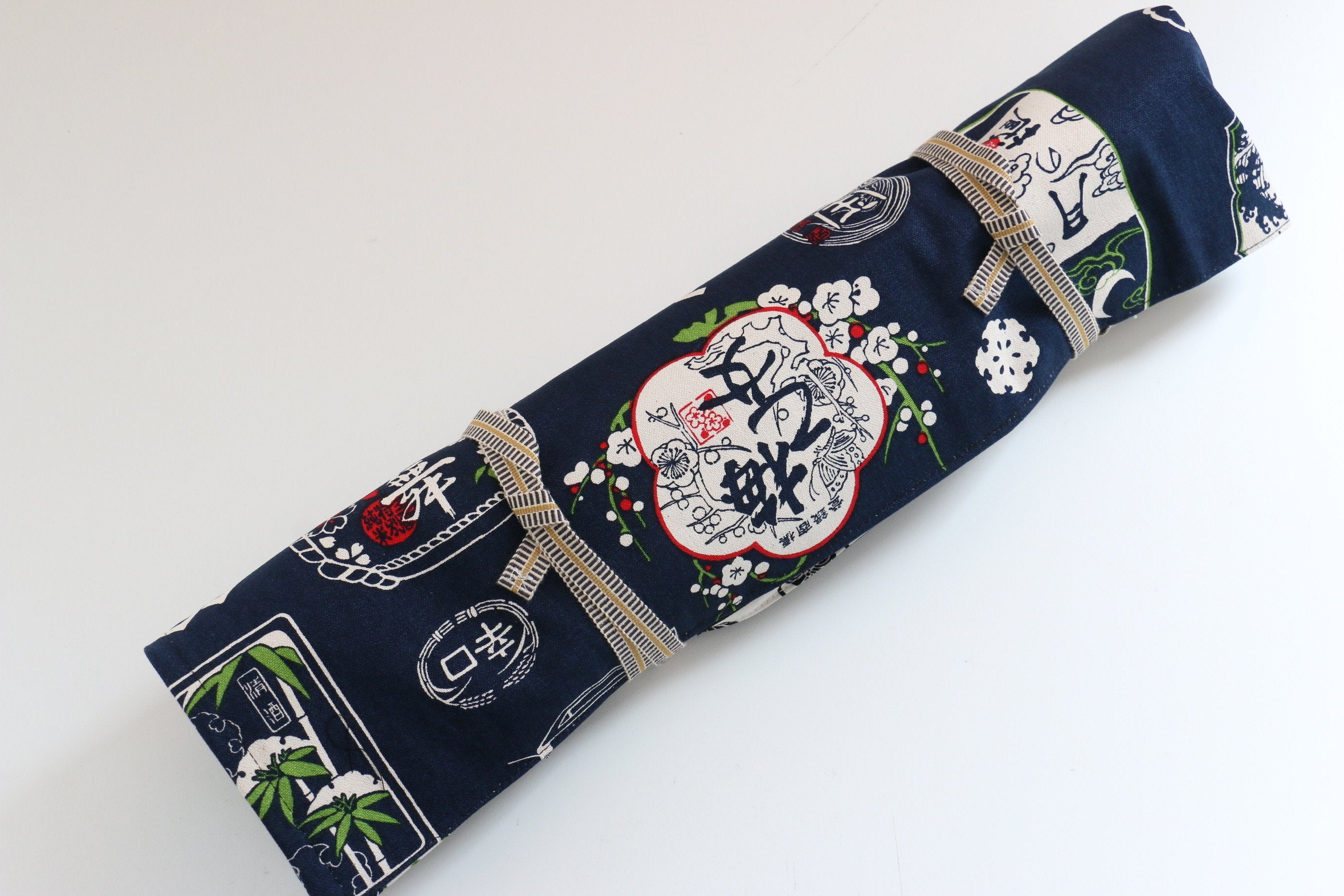Japanese Style Knife Roll Konsake-Ura-Shirokamon 4 Pockets - Seisuke Knife