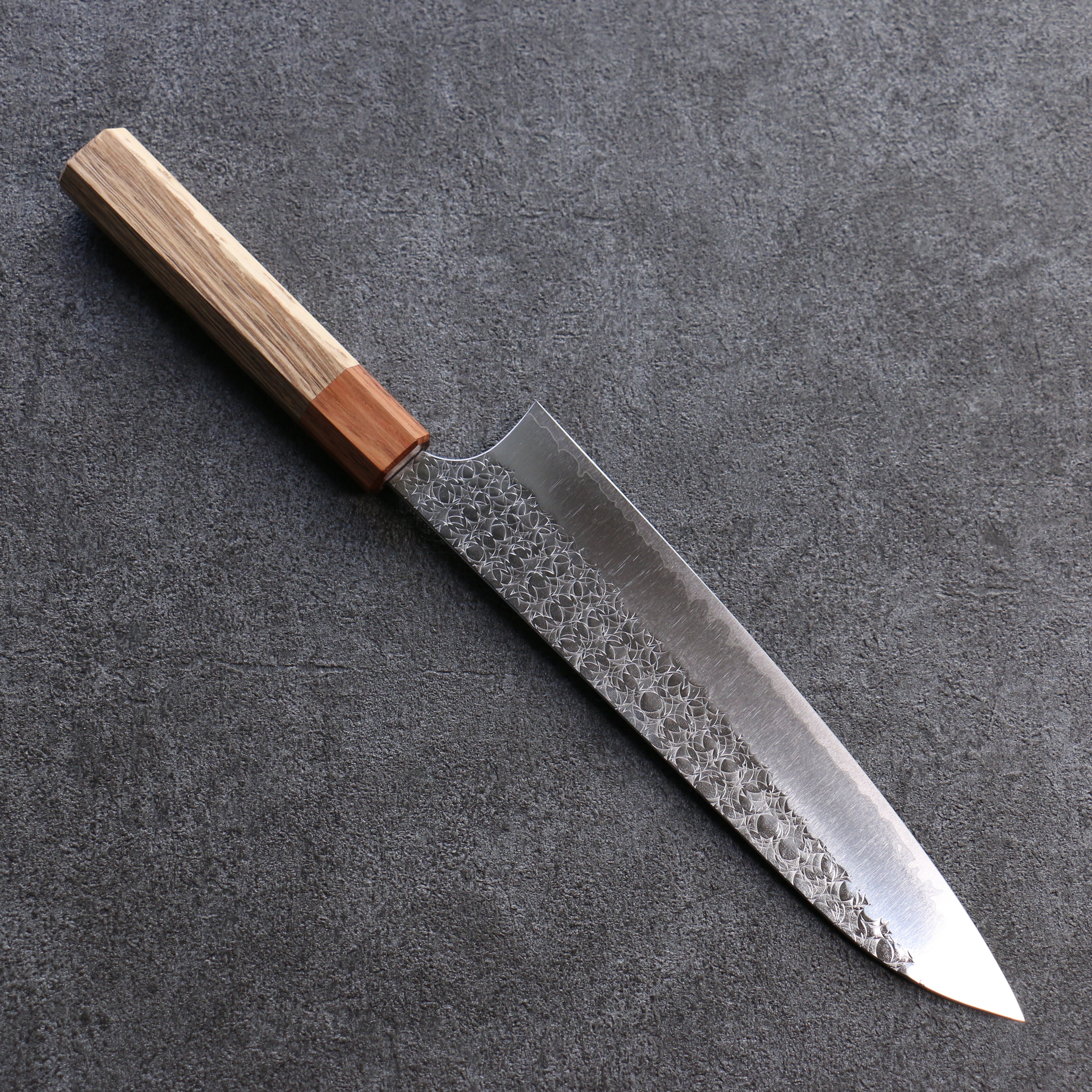 Yoshimi Kato Minamo SG2 Hammered Gyuto 210mm Oak Handle - Seisuke Knife