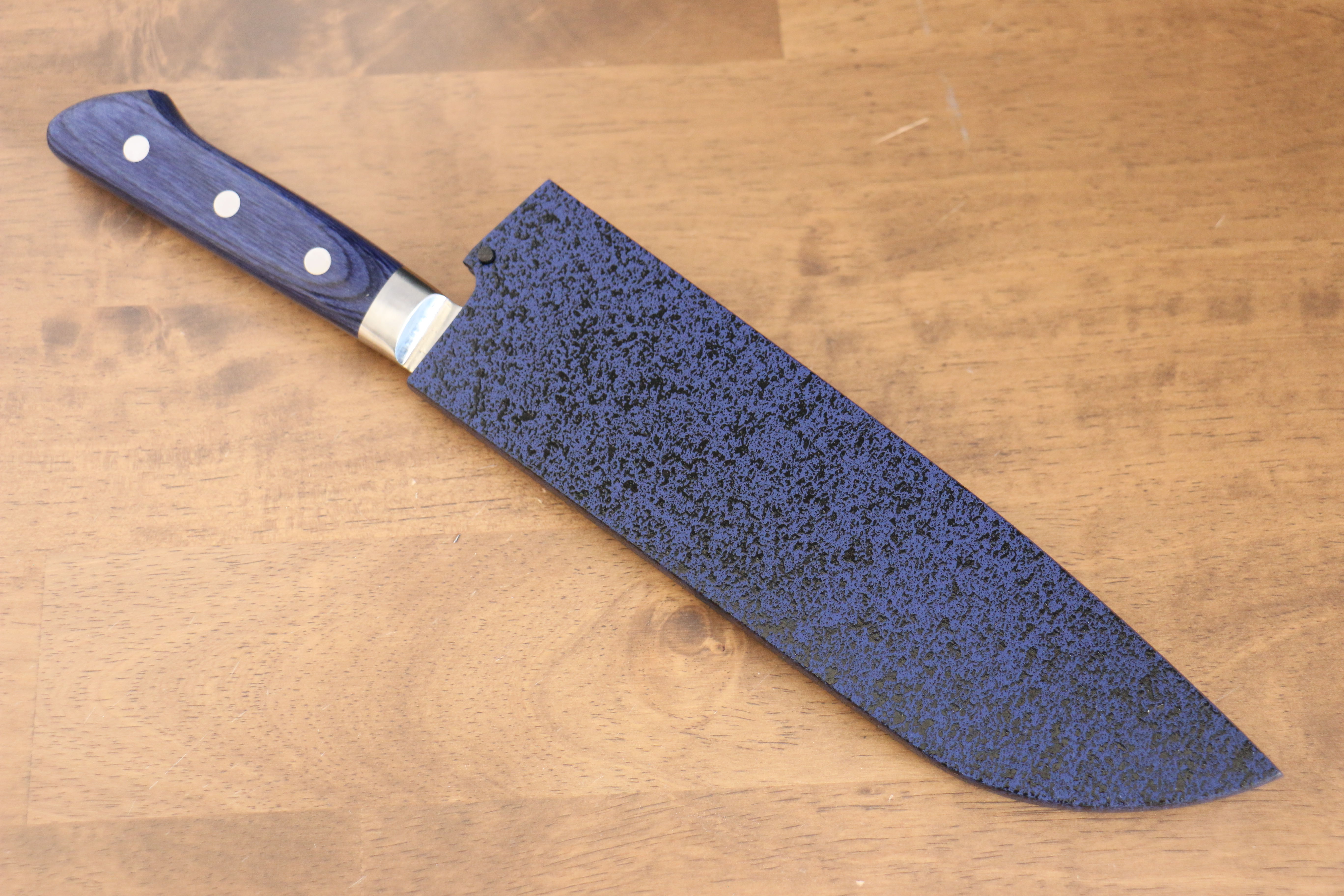 Kaneko Blue Pakkawood Sheath for Santoku with Plywood Pin 180mm - Seisuke Knife