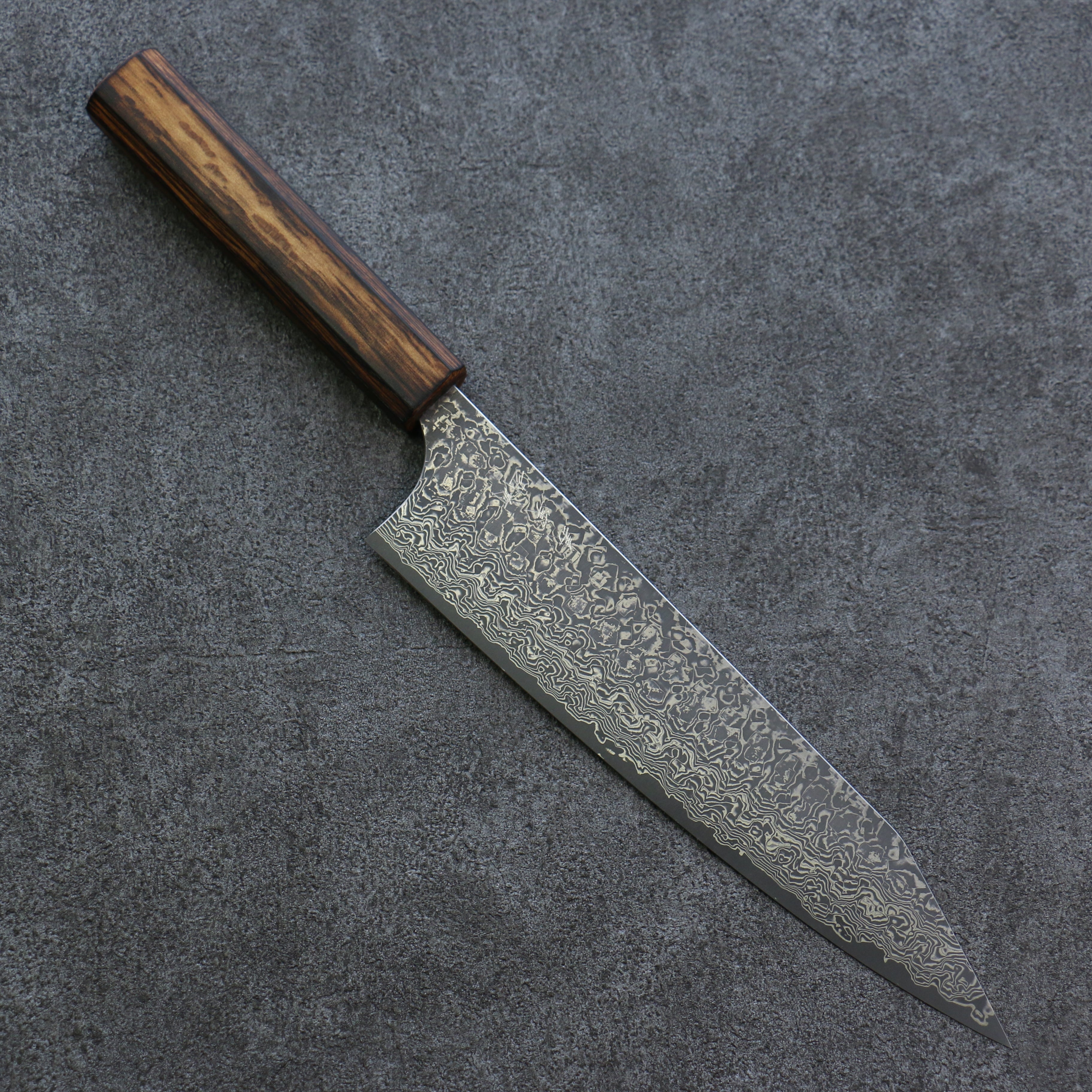 Yoshimi Kato SG2 Damascus Kiritsuke Gyuto 210mm Burnt Oak Handle - Seisuke Knife