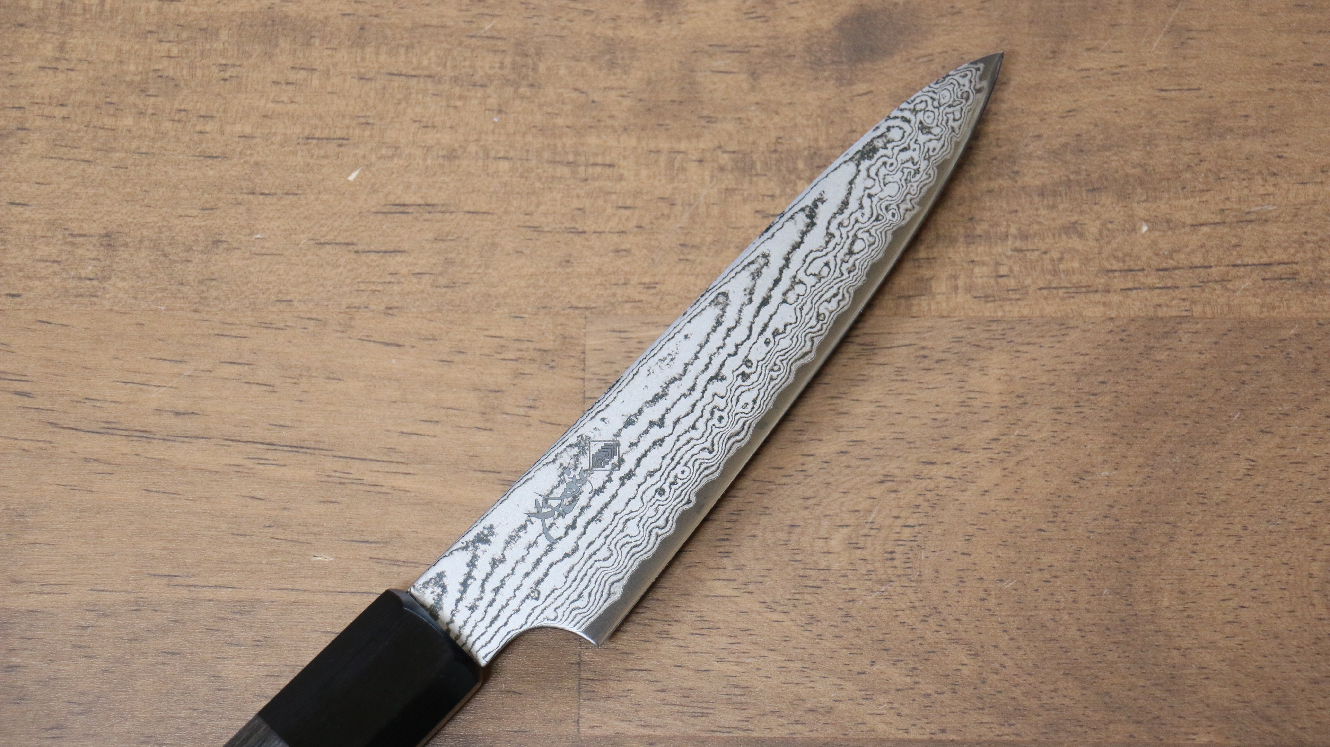 Kanjyo VG10 Damascus Petty-Utility 120mm Gray Pakkawood Handle - Seisuke Knife