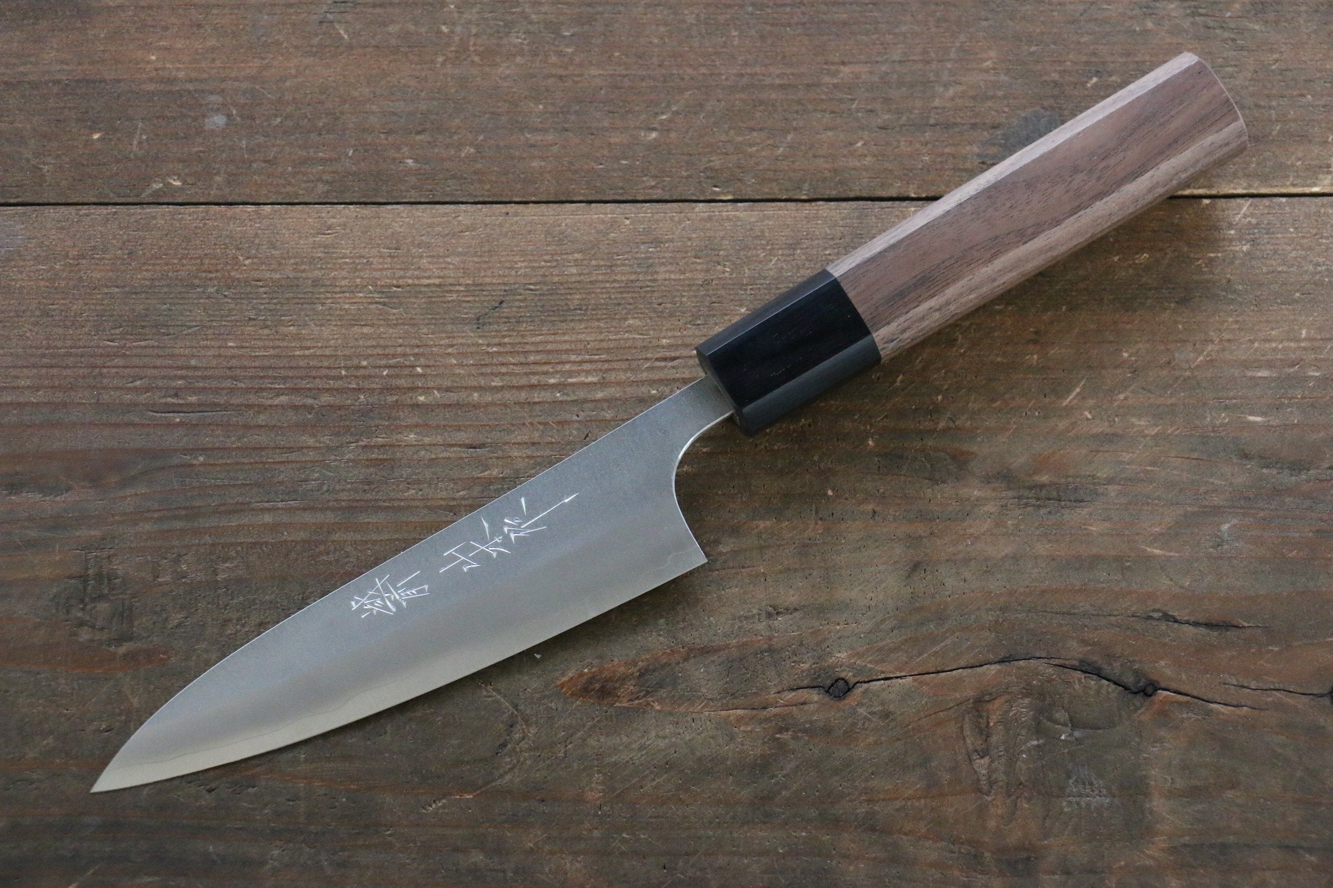 Yamamoto Silver Steel No.3 Nashiji Petty Japanese Chef Knife 120mm with Walnut Handle - Seisuke Knife