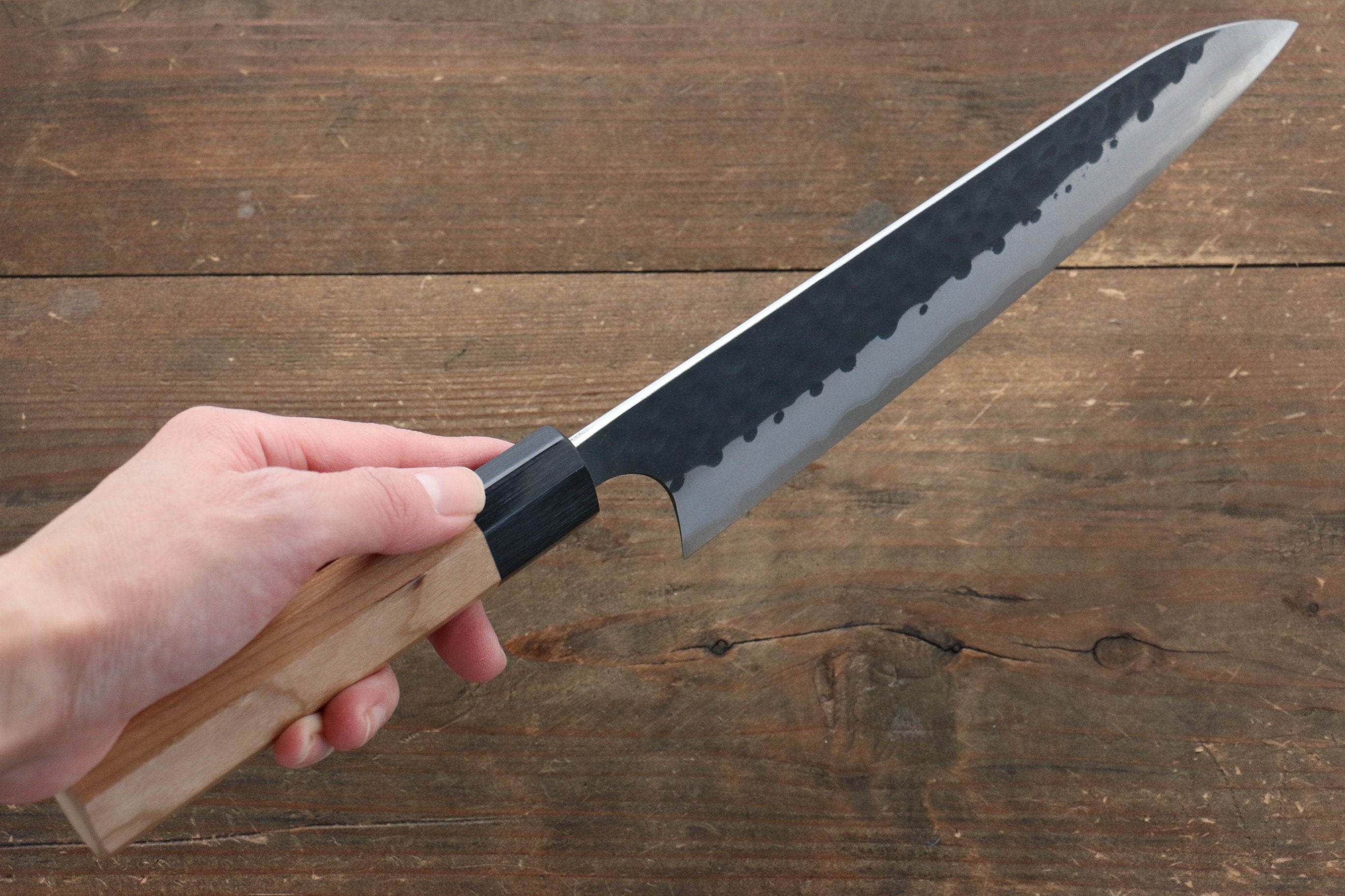 Masakage Koishi Blue Super Black Finished Gyuto 210mm American Cherry Handle - Seisuke Knife