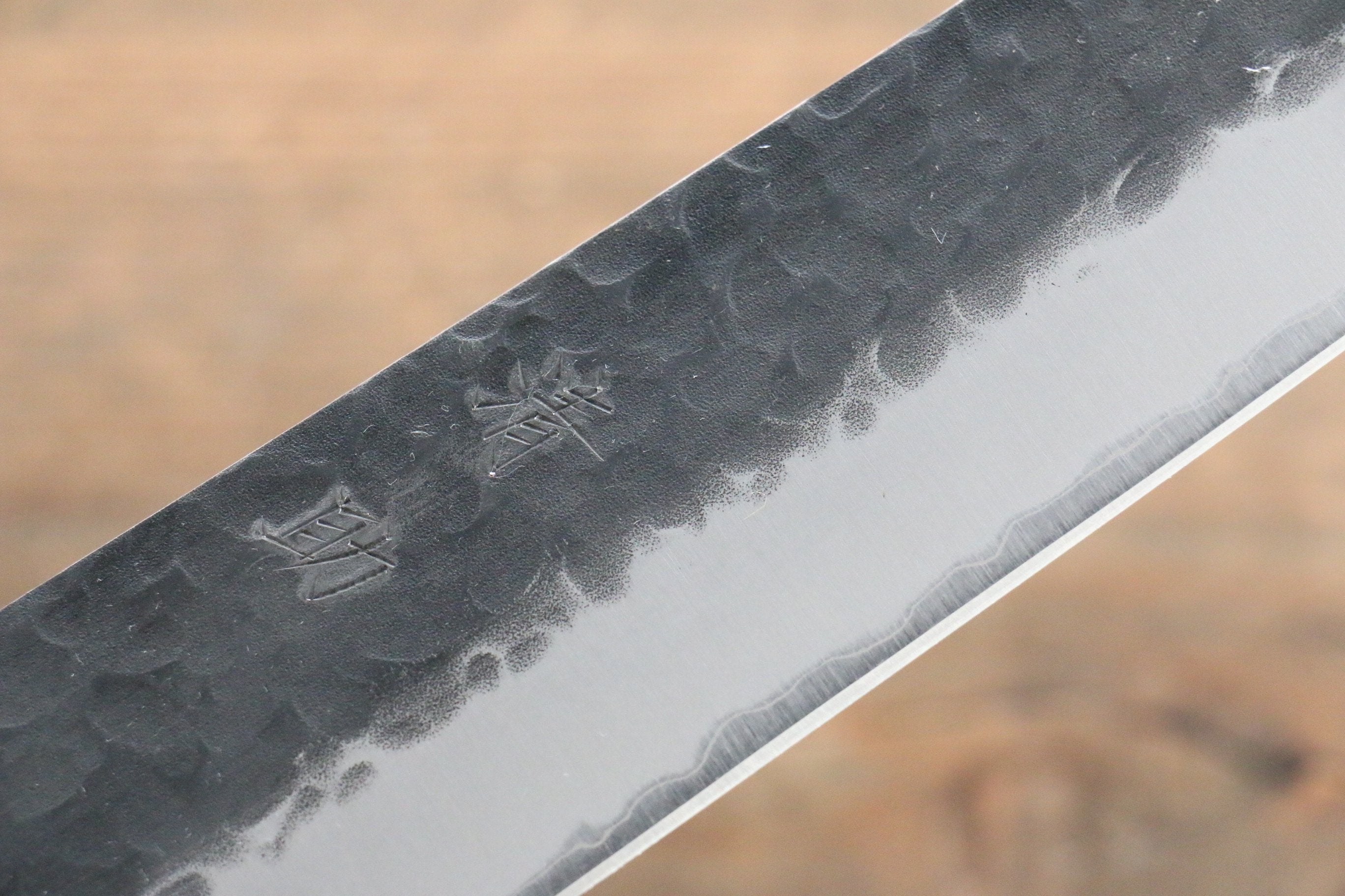 Seisuke Kurobeni Blue Super Hammered Kurouchi Kiritsuke Gyuto 210mm Red Pakka wood Handle - Seisuke Knife