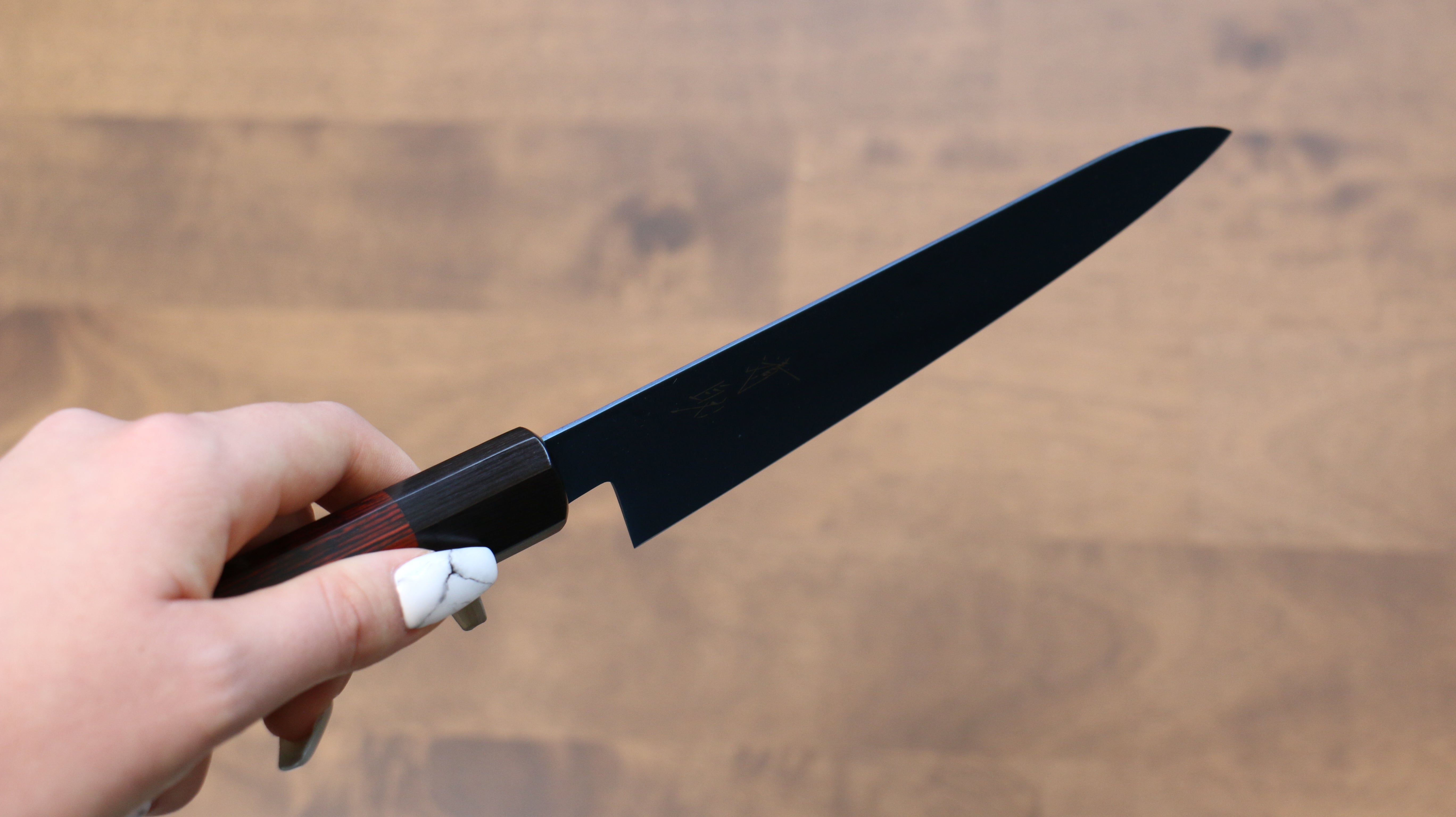 Seisuke SK-85 Ion plating Hammered Petty-Utility 150mm Red Pakka wood Handle - Seisuke Knife