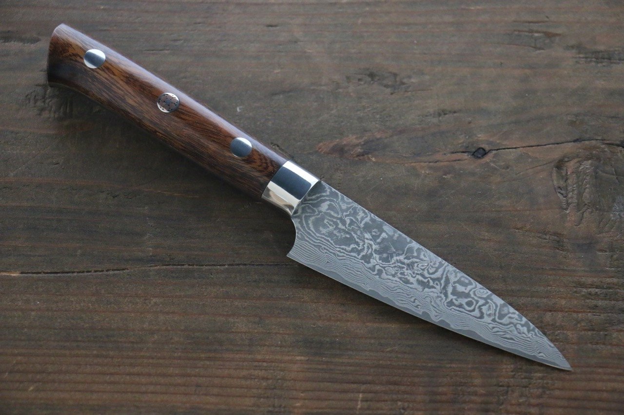 Takeshi Saji SG2 Black Damascus Petty-Utility 90mm Ironwood Handle - Seisuke Knife