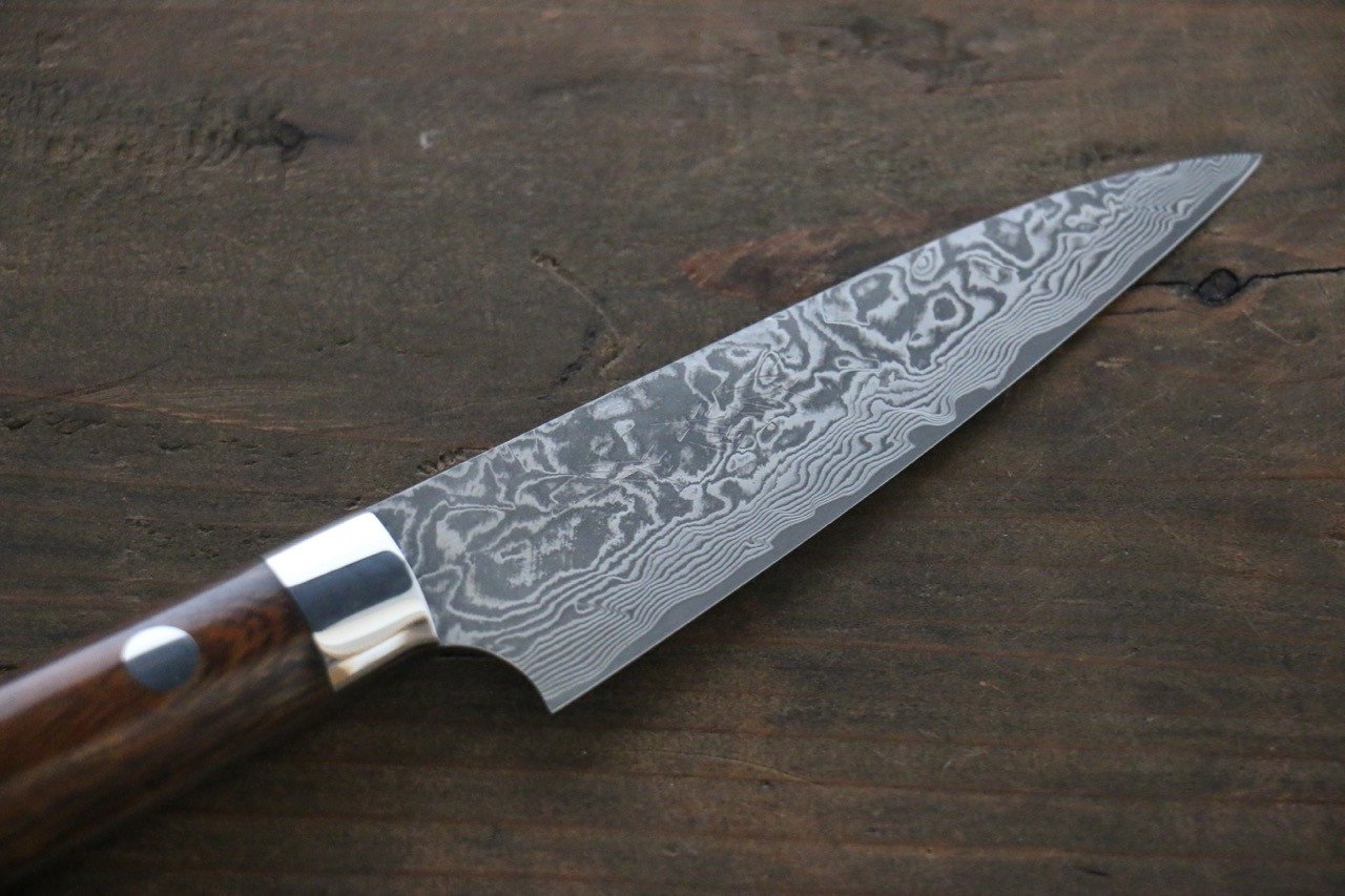 Takeshi Saji SG2 Black Damascus Petty-Utility 90mm Ironwood Handle - Seisuke Knife