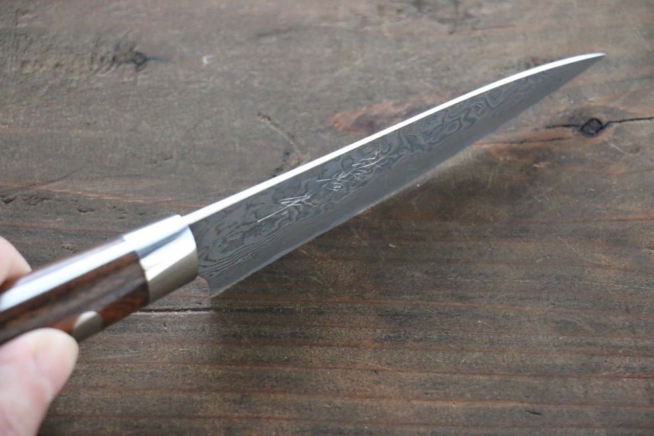 Takeshi Saji SG2 Black Damascus Petty-Utility 90mm Ironwood Handle - Seisuke Knife