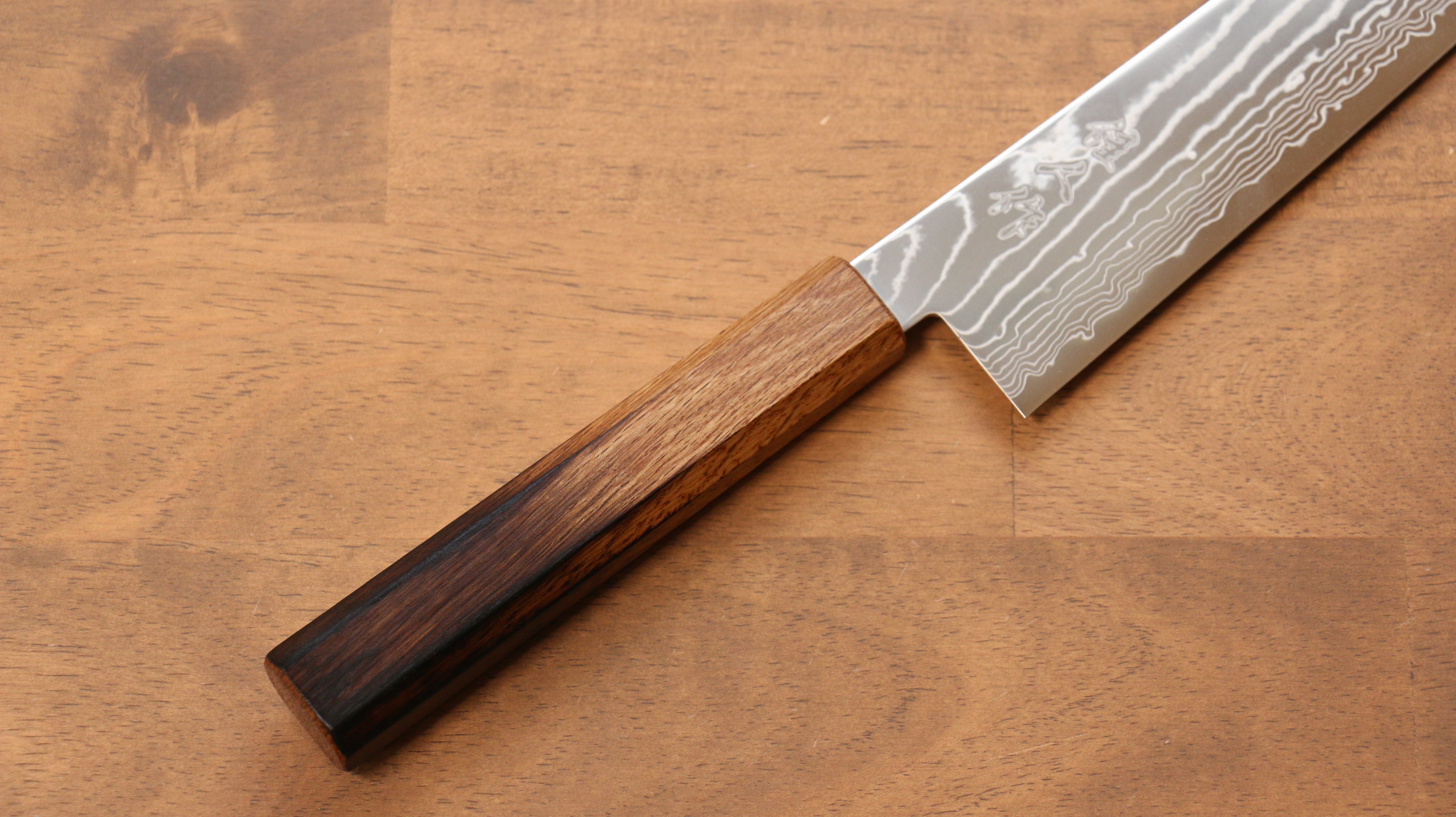 Kajin Cobalt Special Steel Damascus Gyuto 240mm Mehakkaku Burnt Oak Handle - Seisuke Knife