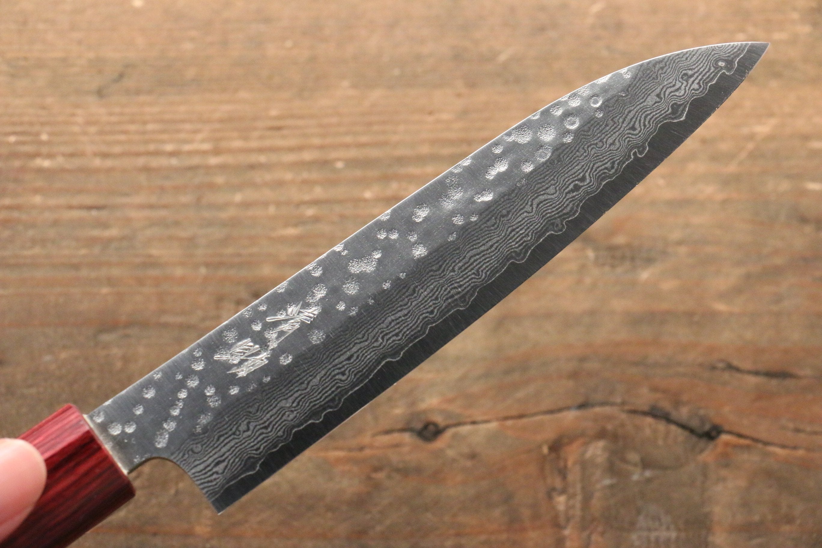 Seisuke VG10 16 Layer Hammered Damascus Petty-Utility 135mm Magnolia Handle - Seisuke Knife