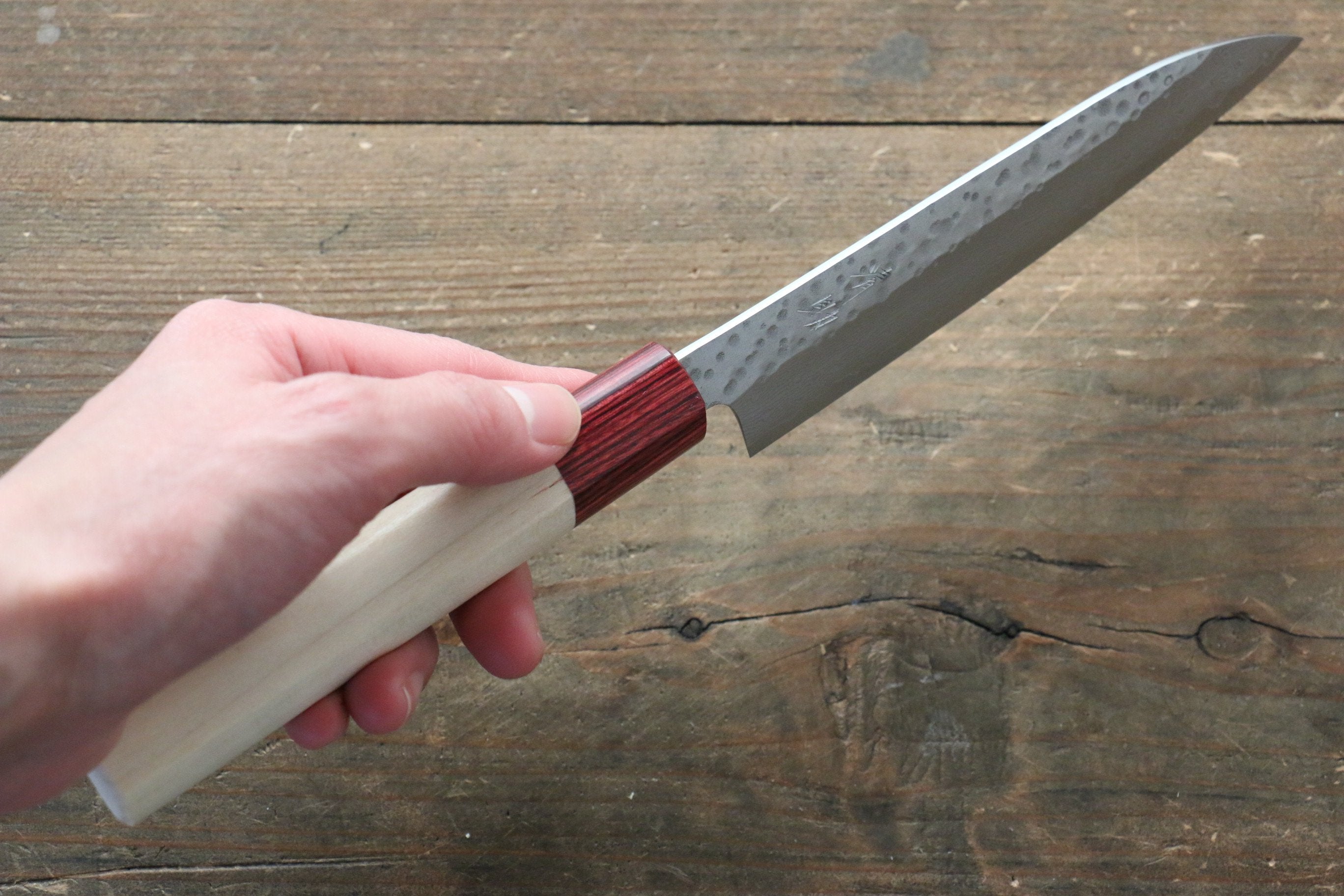 Seisuke VG10 16 Layer Hammered Damascus Petty-Utility 135mm Magnolia Handle - Seisuke Knife