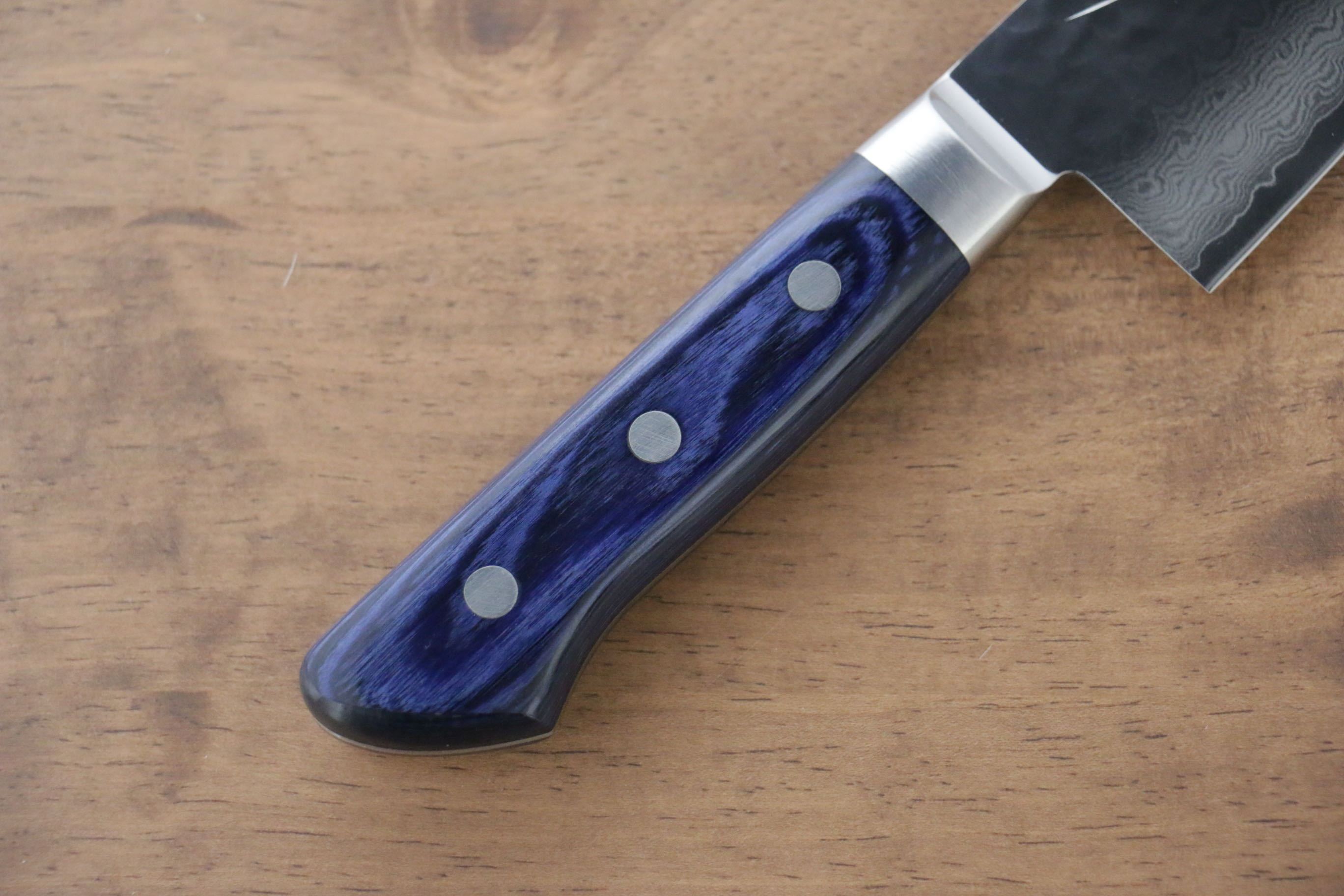 Seisuke Seiun VG10 33 Layer Damascus Santoku 180mm Blue Pakka wood Handle - Seisuke Knife