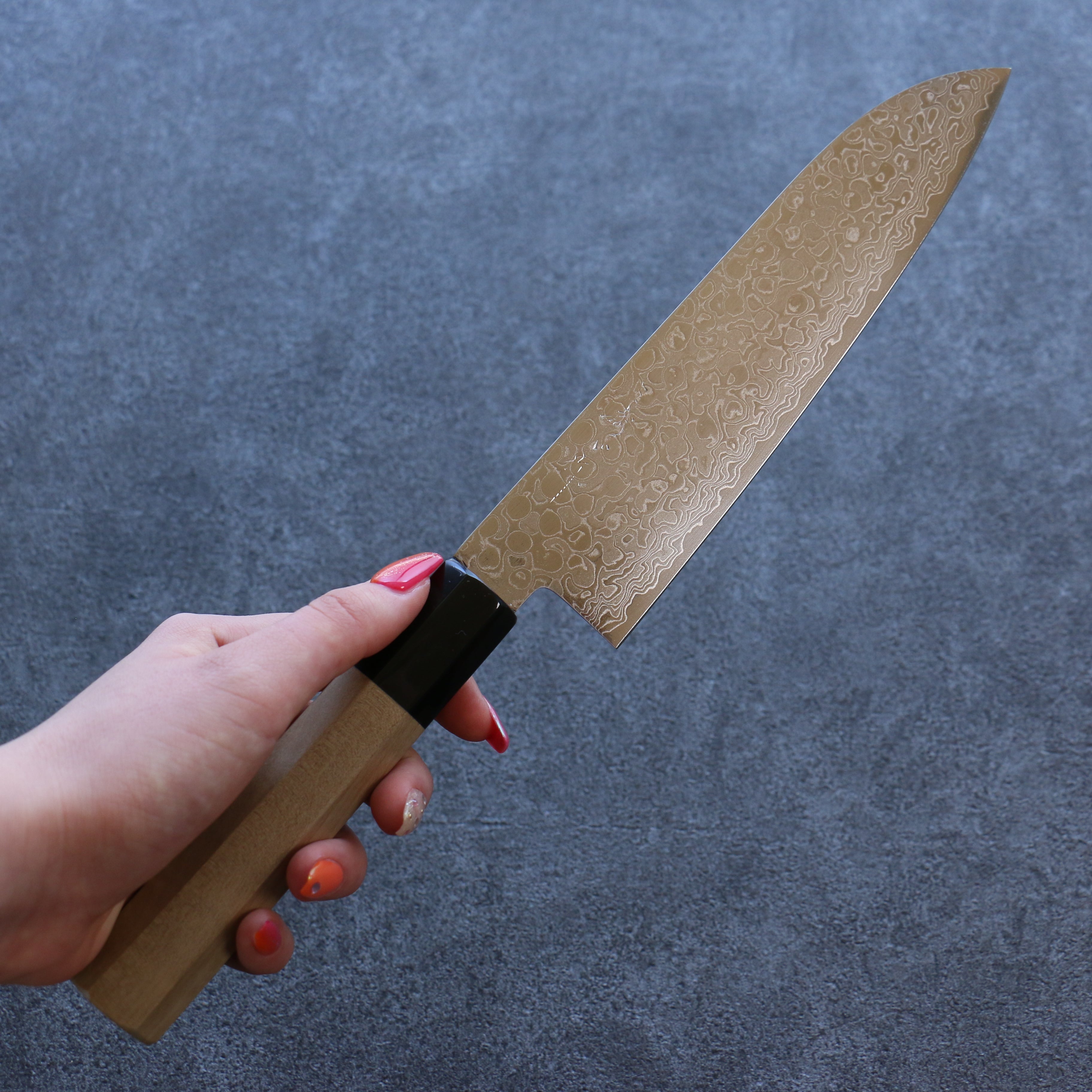 Misuzu AUS10 Damascus Migaki Finished Santoku 180mm Magnolia Handle - Seisuke Knife