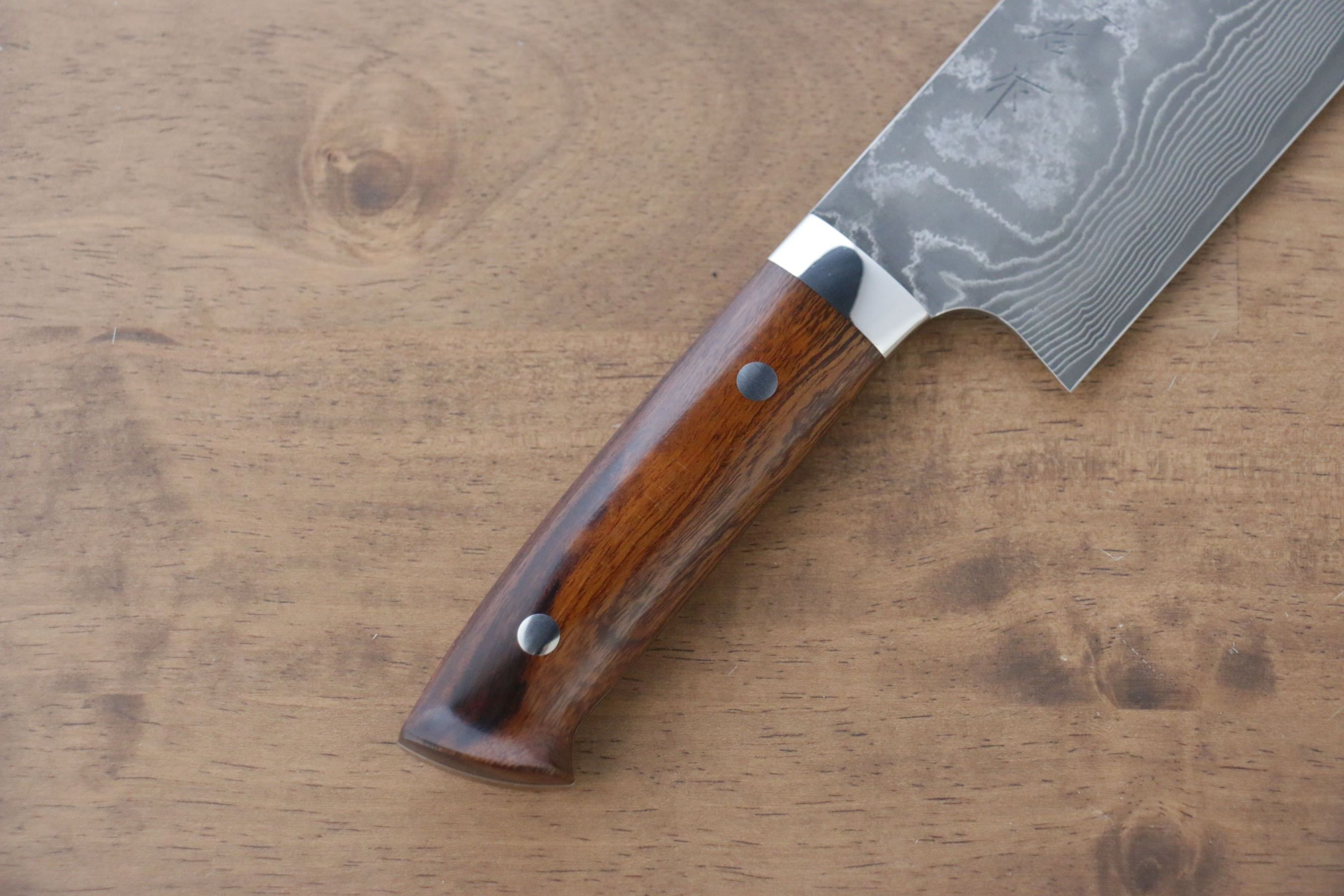 Takeshi Saji VG10 Black Damascus Nakiri 170mm Ironwood Handle - Seisuke Knife
