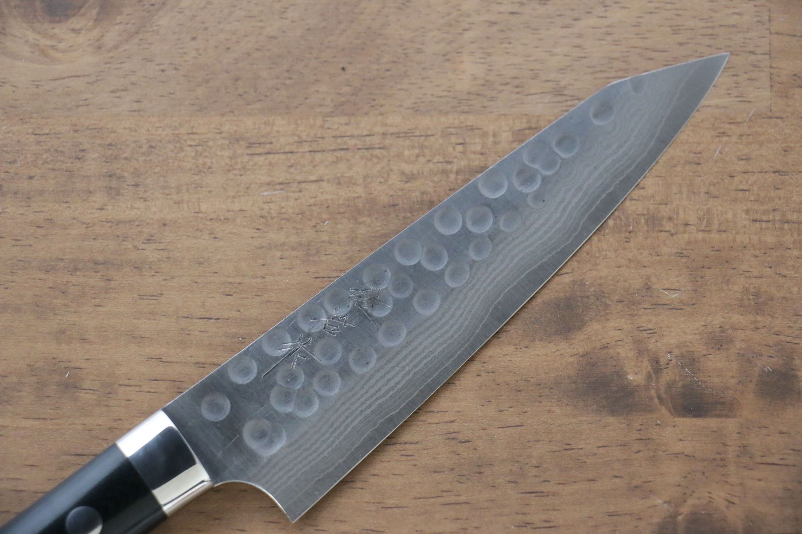 Takeshi Saji SRS13 Hammered Kiritsuke Petty-Utility 135mm Black Micarta Handle - Seisuke Knife