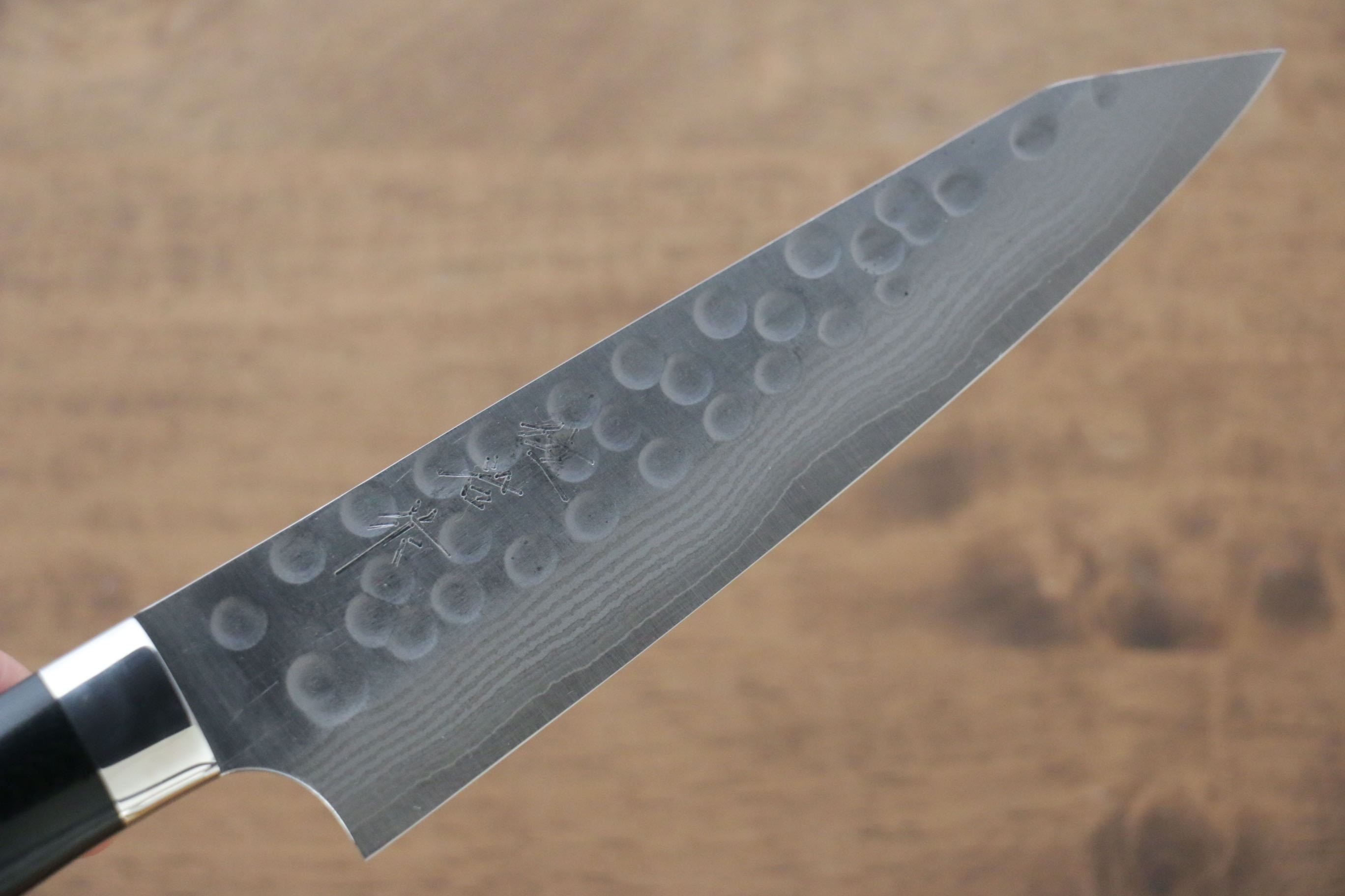 Takeshi Saji SRS13 Hammered Kiritsuke Petty-Utility 135mm Black Micarta Handle - Seisuke Knife