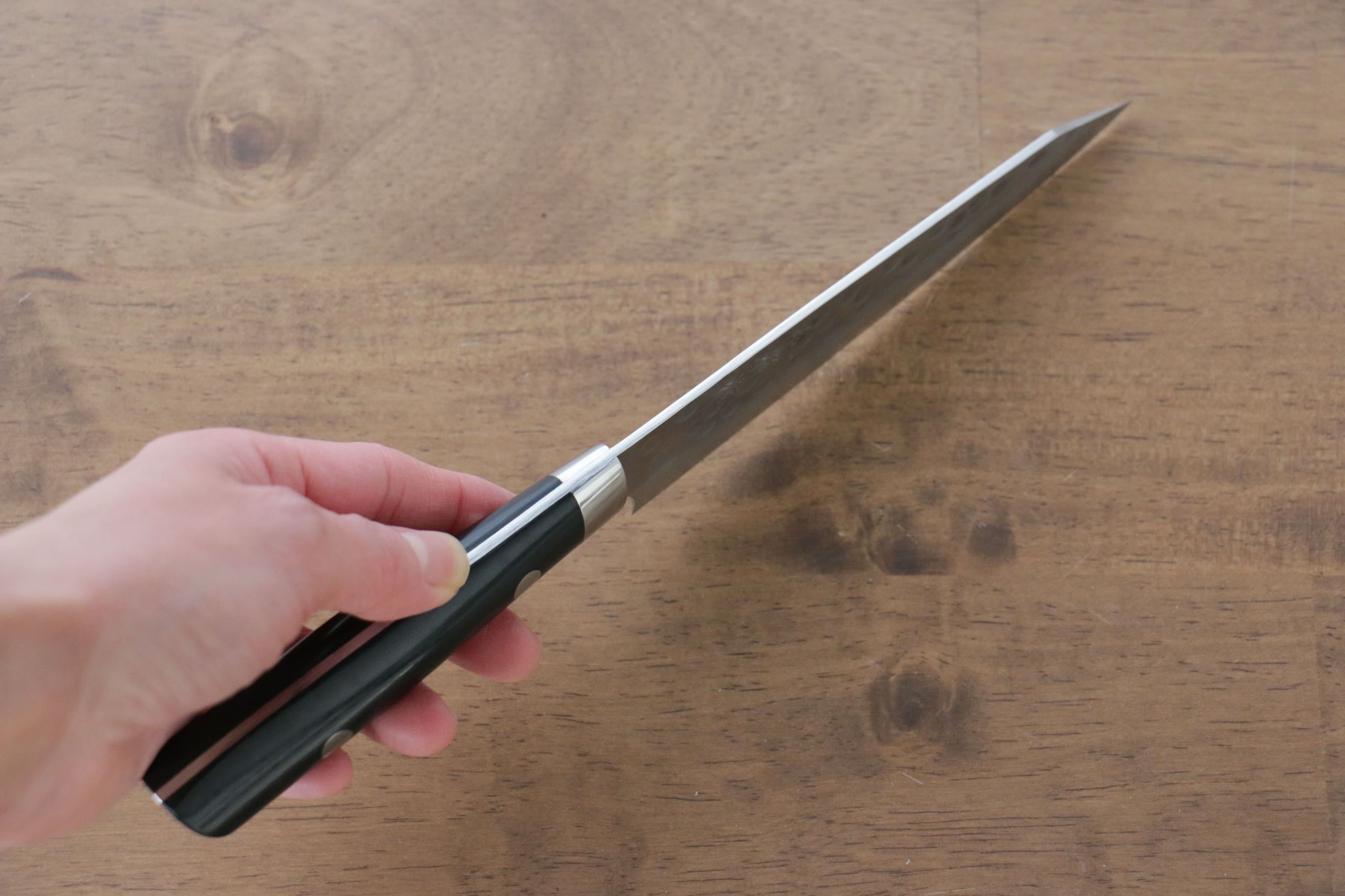 Takeshi Saji SRS13 Hammered Kiritsuke Petty-Utility 135mm Black Micarta Handle - Seisuke Knife