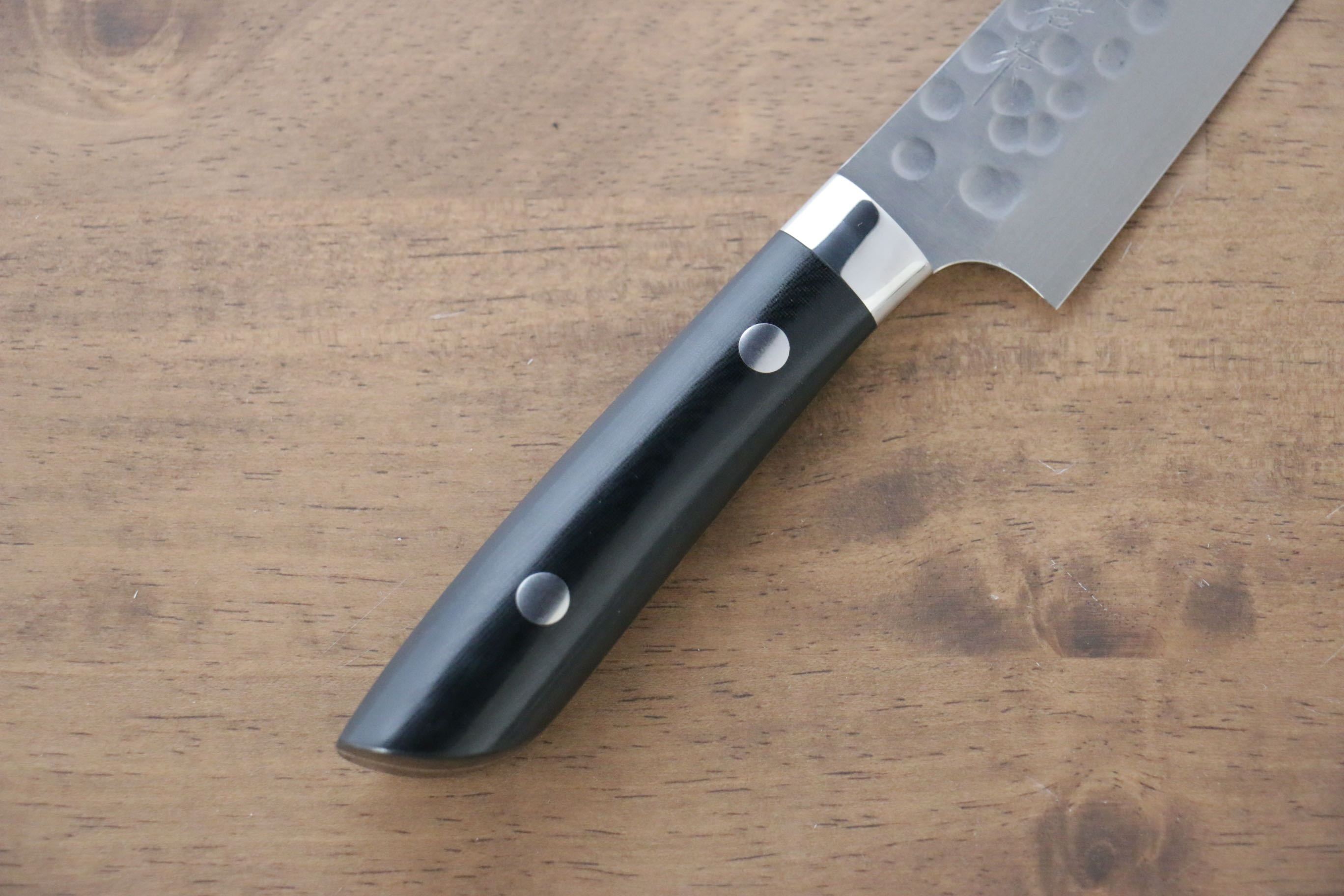 Takeshi Saji SRS13 Hammered Kiritsuke Petty-Utility 135mm Black Micarta Handle - Seisuke Knife